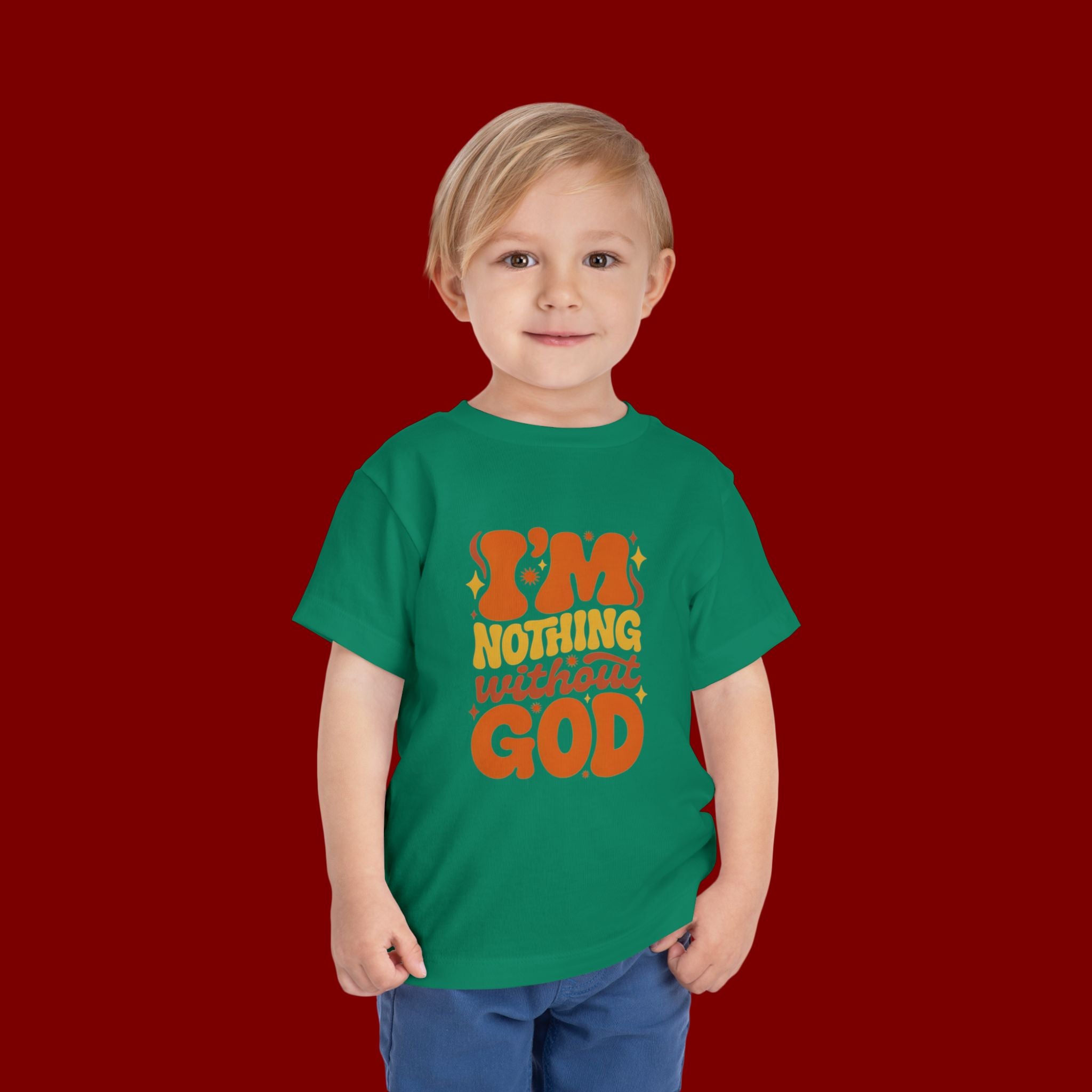 Toddler Tee - "I'm Nothing Without God" Retro Faith Graphic