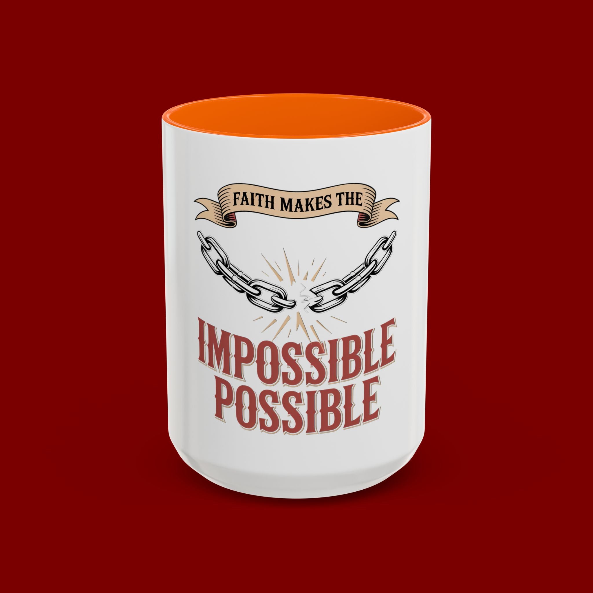 Accent Coffee Mug — "Faith Makes the Impossible Possible" Inspirational Ceramic Mug