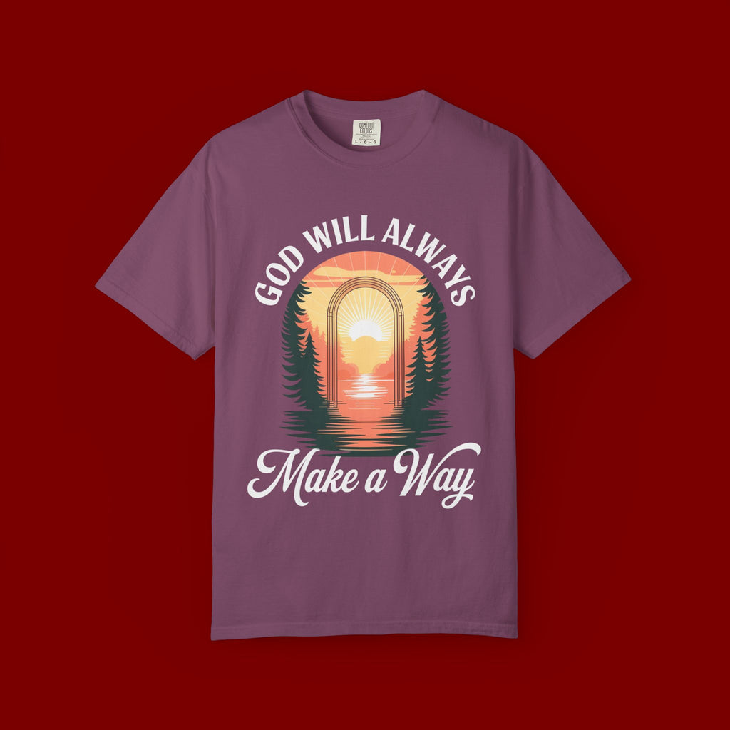 Make a Way Christian T-Shirt — 'God Will Always Make a Way' Sunset Faith Tee
