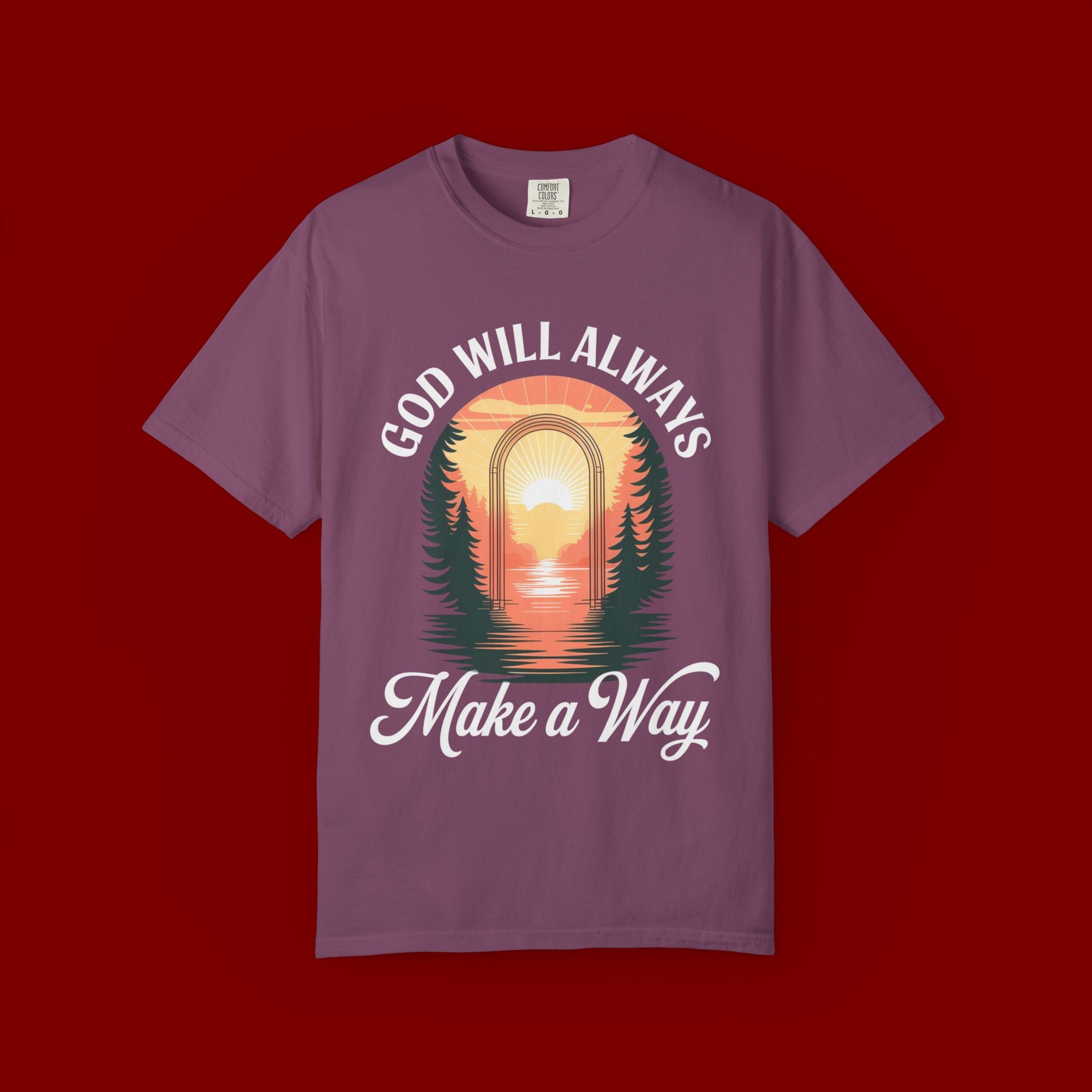 Make a Way Christian T-Shirt — 'God Will Always Make a Way' Sunset Faith Tee