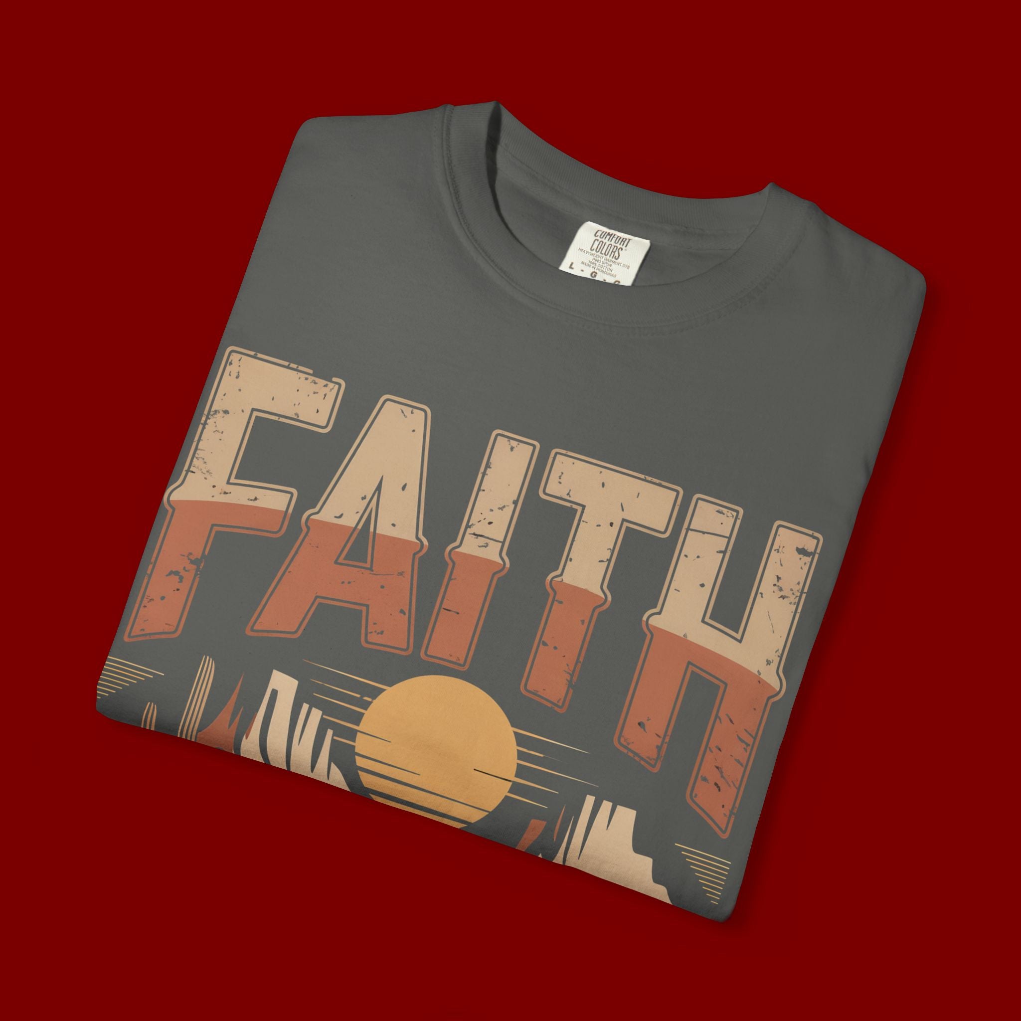 Faith Can Move Mountains T-Shirt — Retro Desert Inspirational Tee