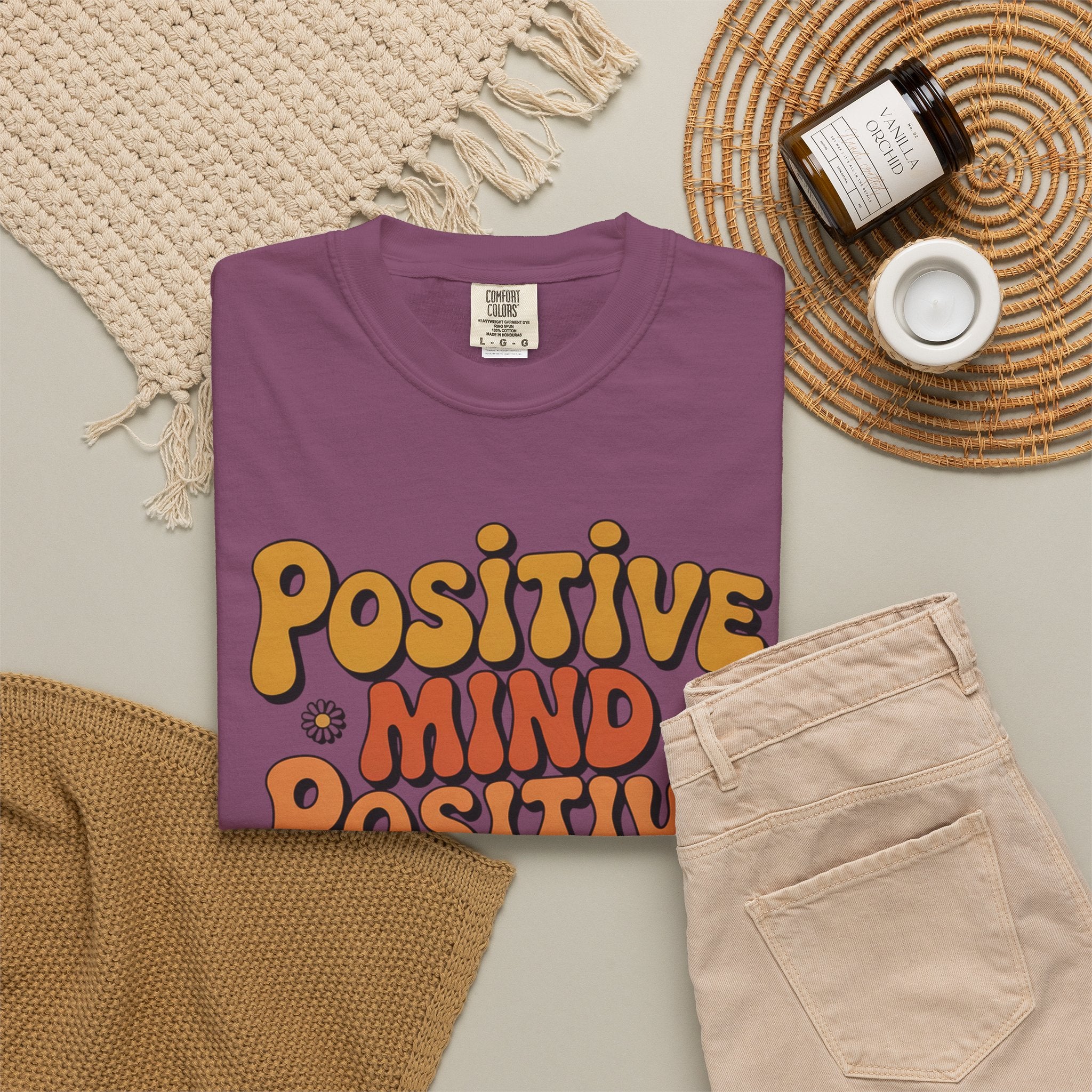 Positive Mind Positive Vibes Positive Life T-Shirt — Retro Daisy Graphic Tee