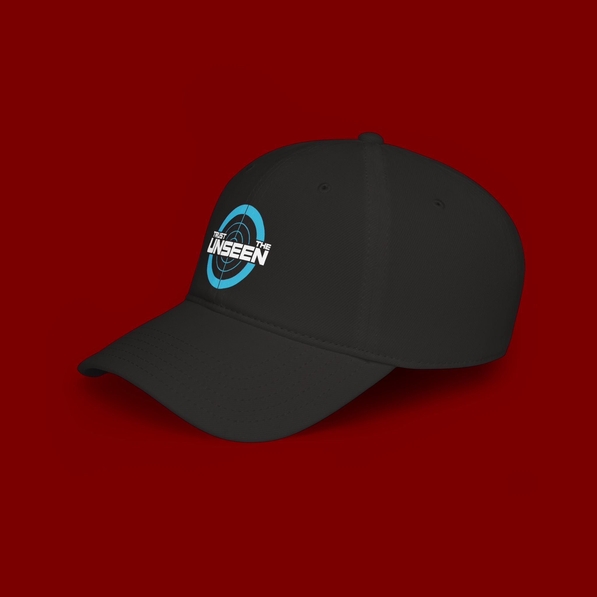 Trust The Unseen Target Logo Baseball Cap — Low Profile Red Hat