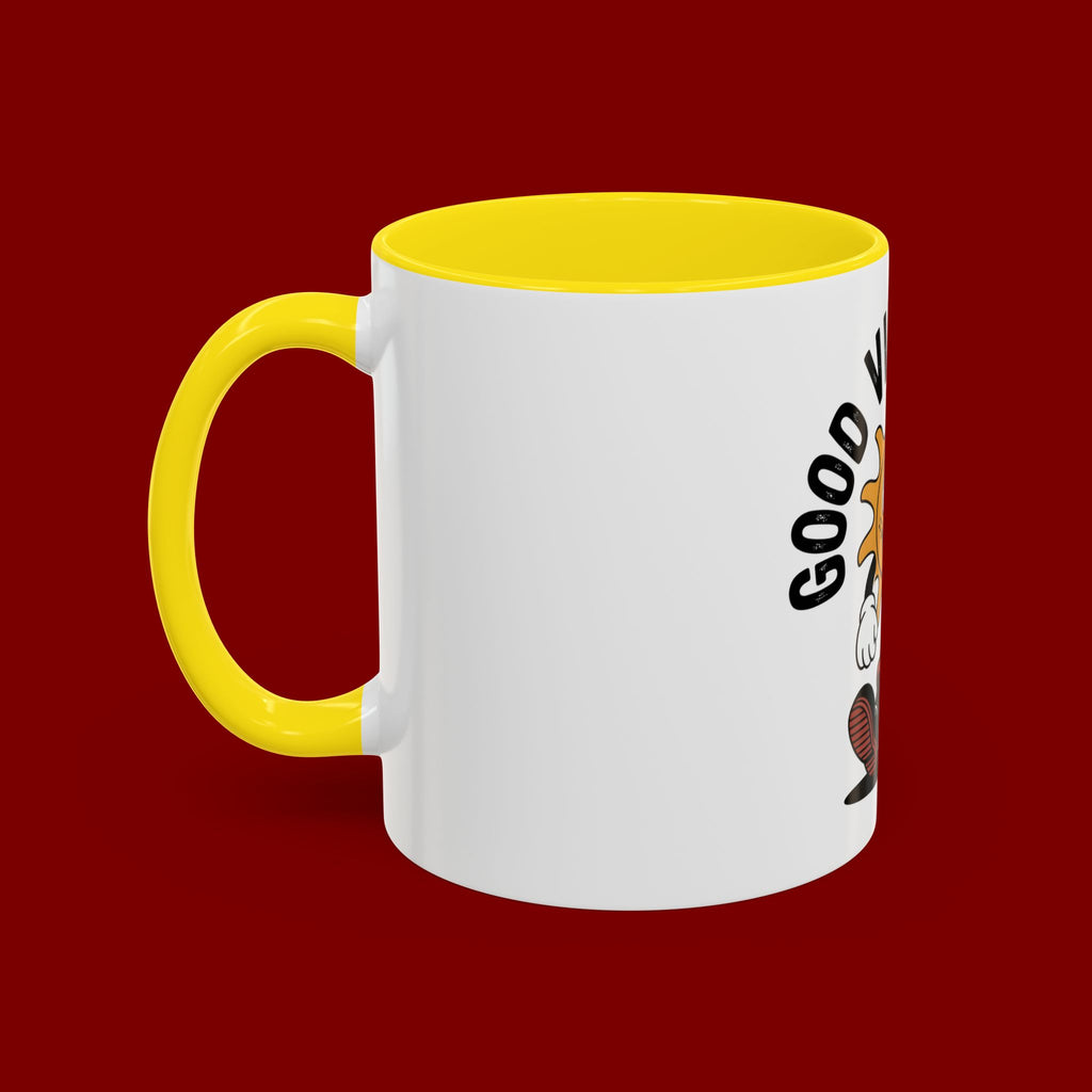 Good Vibes Only Coffee Mug - Retro Sun Cartoon Accent Mug (11/15oz)