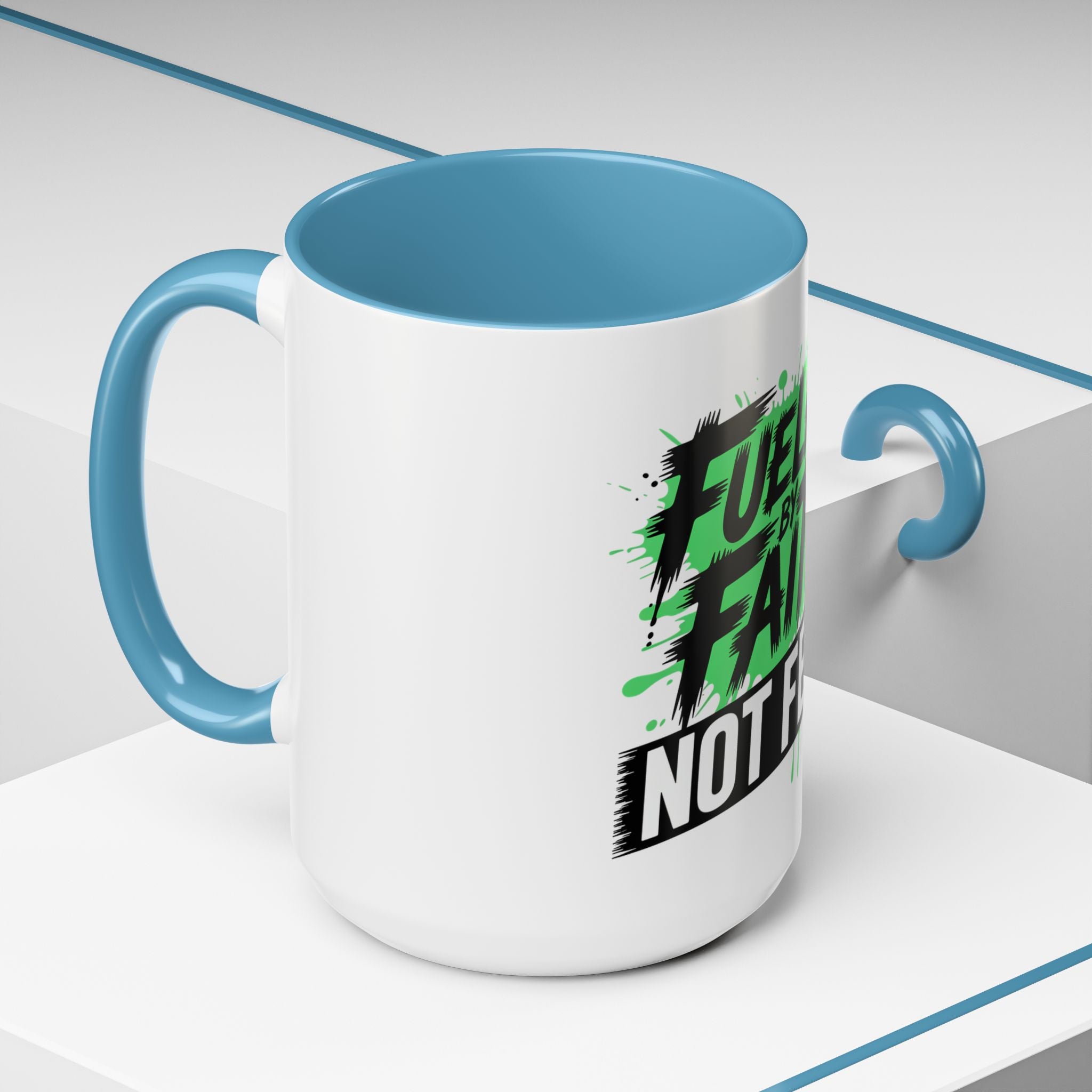 Accent Coffee Mug — "Fueled by Faith Not Fear" Inspirational Ceramic Mug (11/15 oz)
