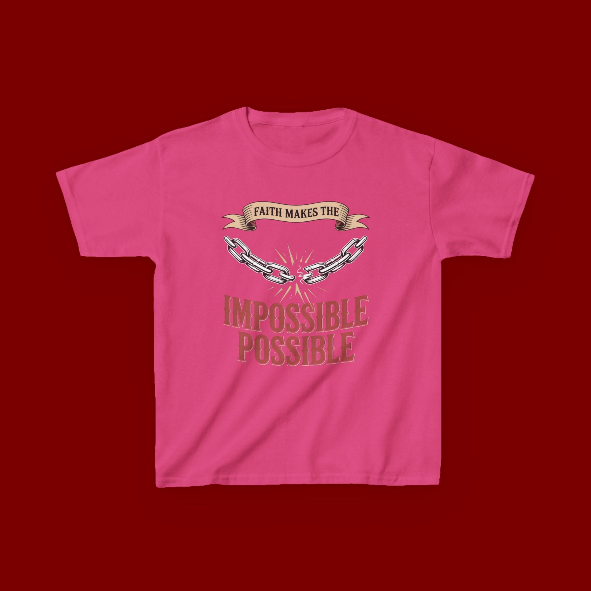 Kids Tee — "Faith Makes the Impossible Possible" Inspirational Graphic