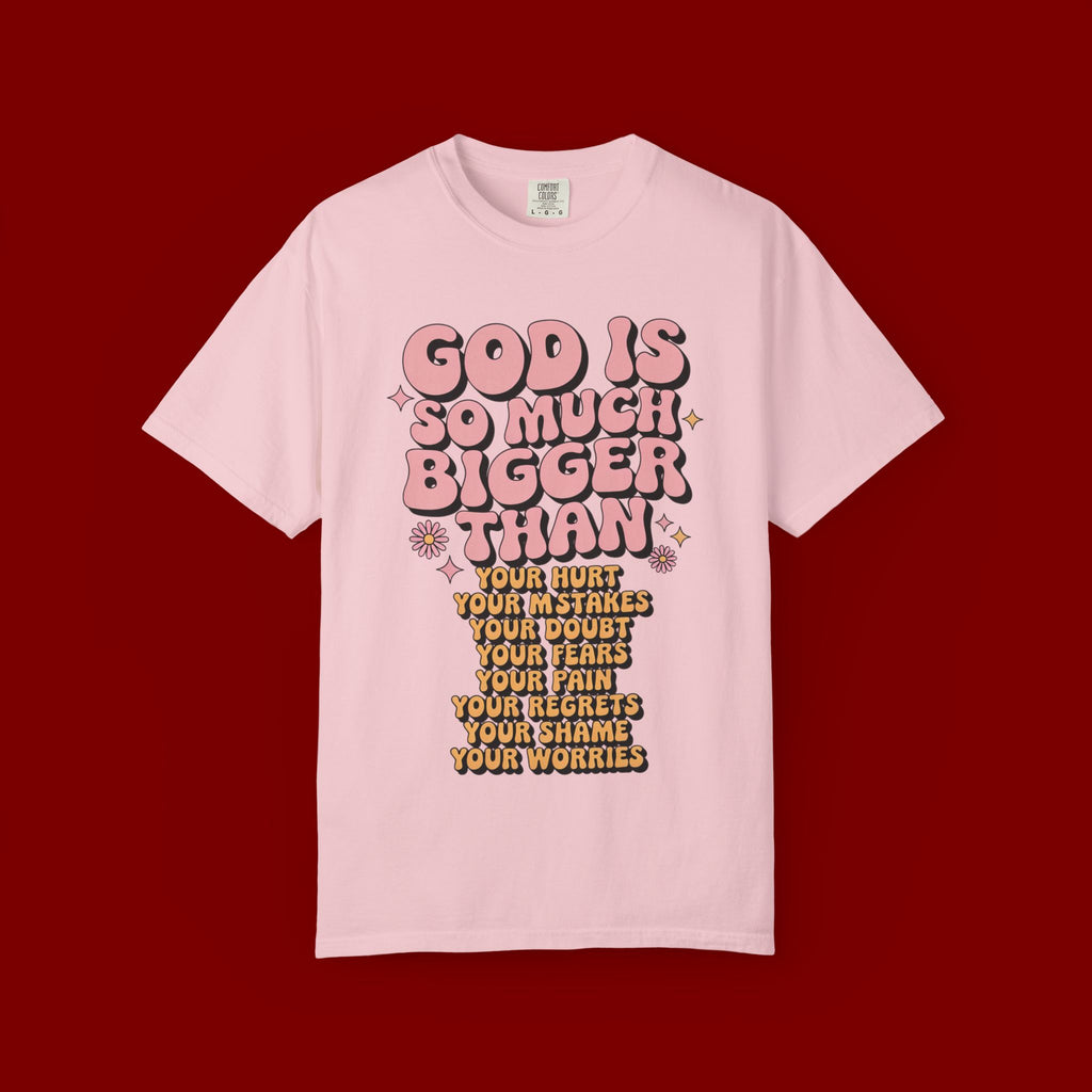 God Is So Much Bigger Tee — Retro Faith Graphic T-Shirt