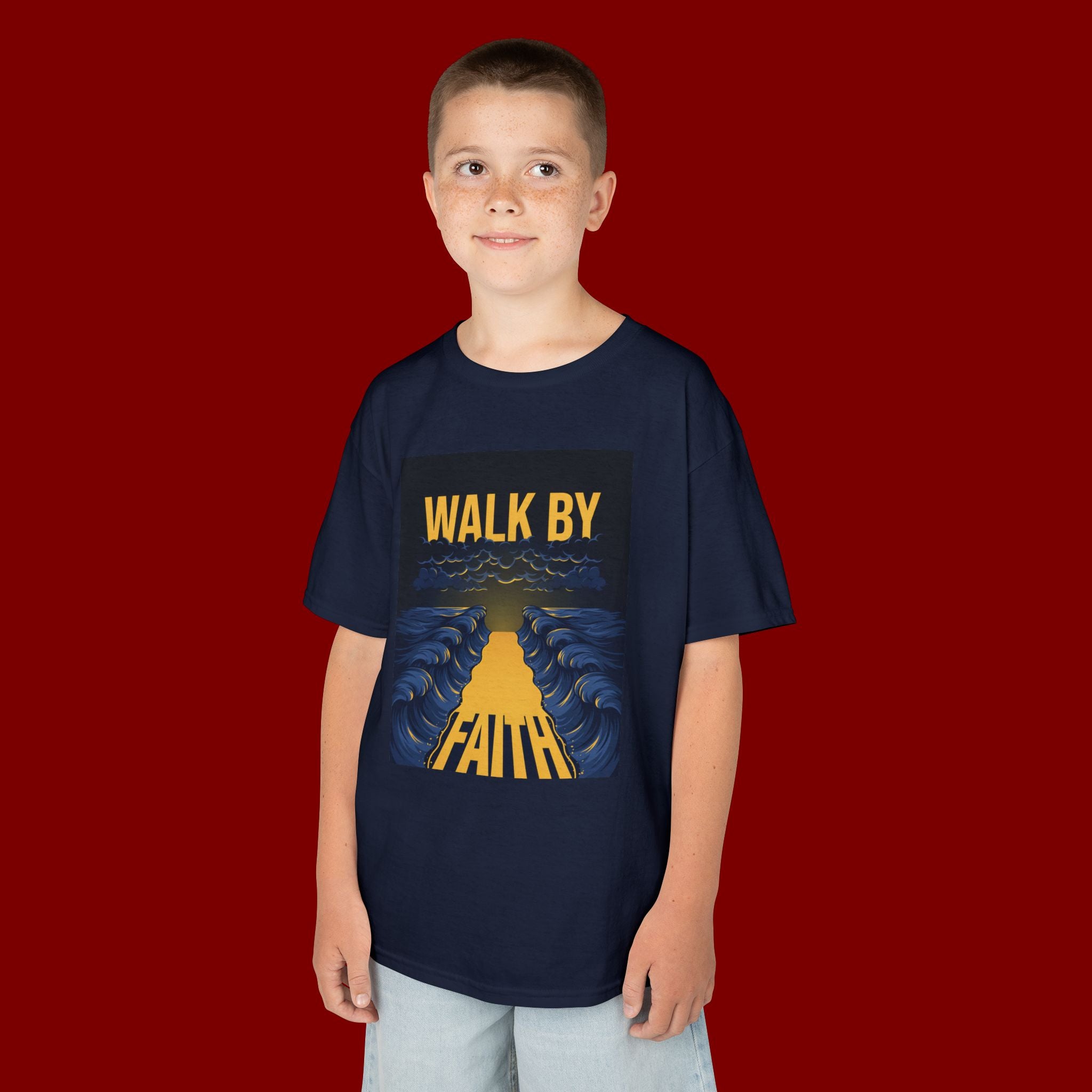 Kids T‑Shirt — "Walk By Faith" Inspirational Graphic Tee for Children