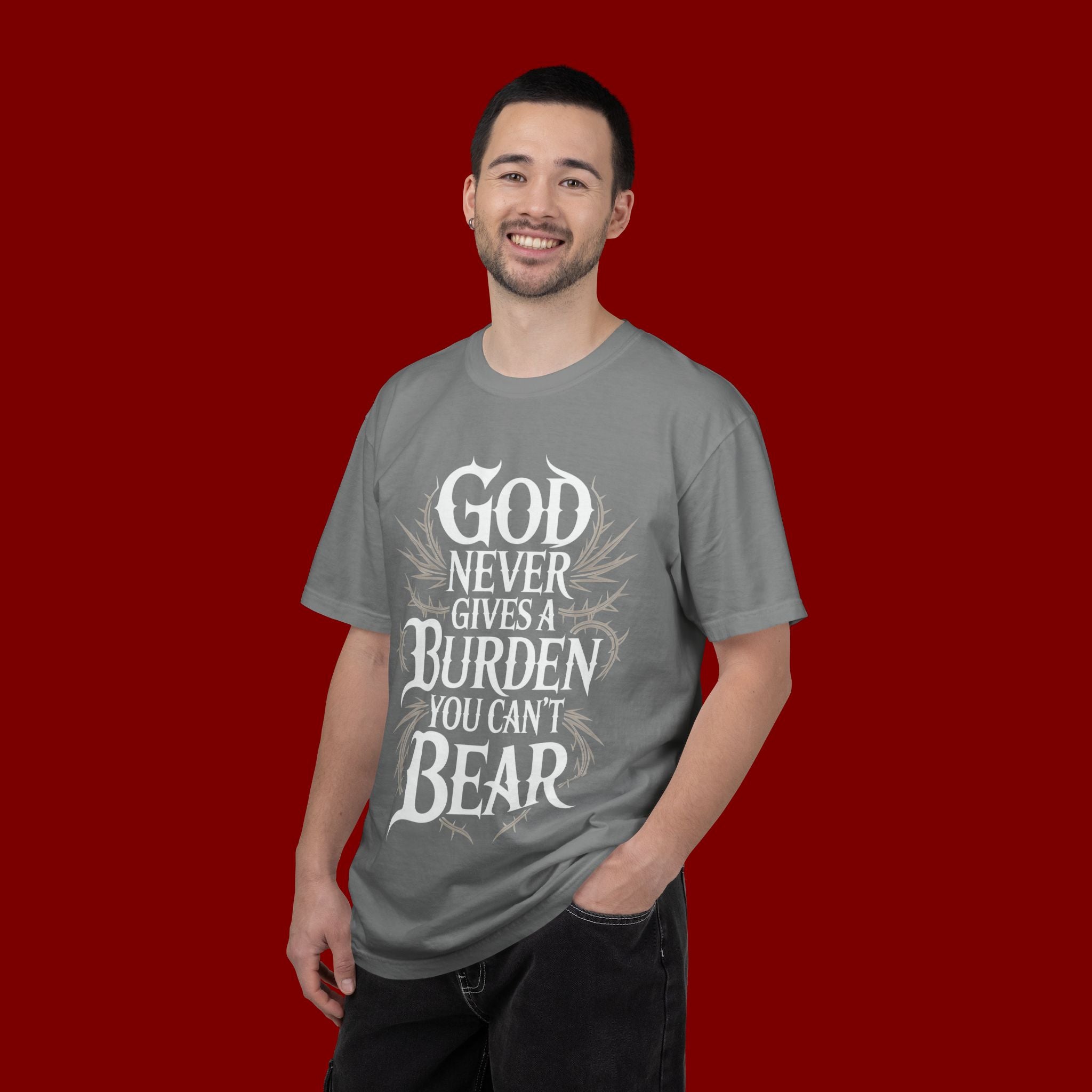 Inspirational Christian T-Shirt — "God Never Gives a Burden You Can't Bear" Tee