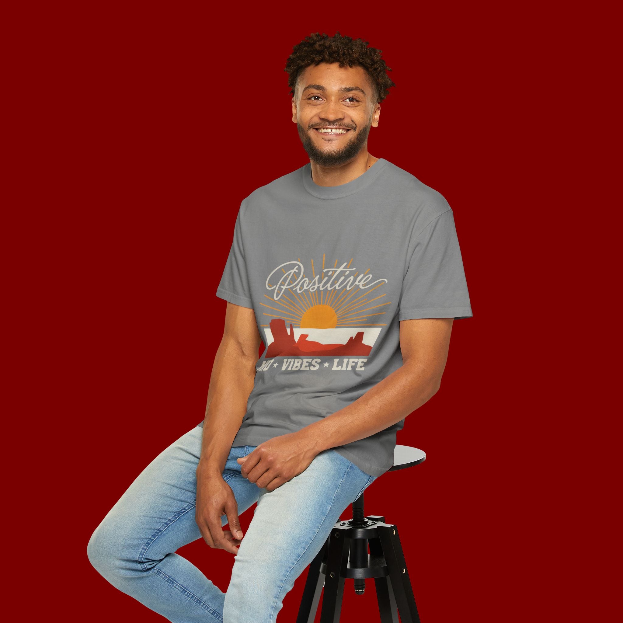 Positive Sunset T-Shirt — "Positive" Mind • Vibes • Life Motivational Tee