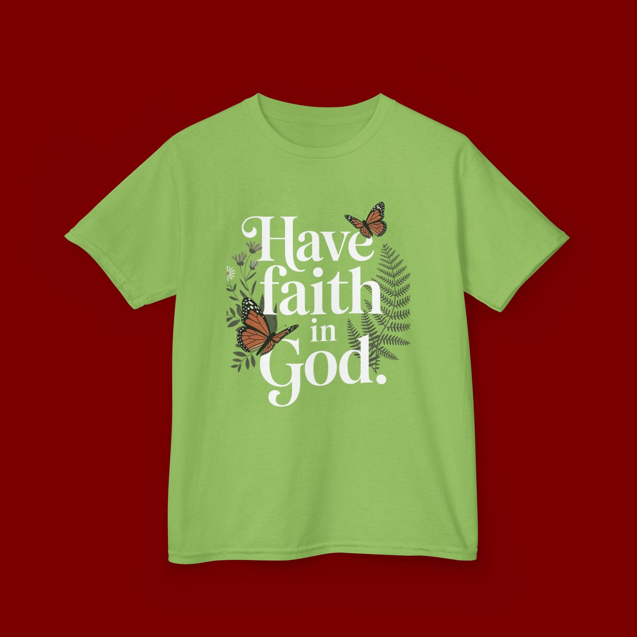 Kids Tee — "Have Faith in God" Floral Christian Youth T‑Shirt