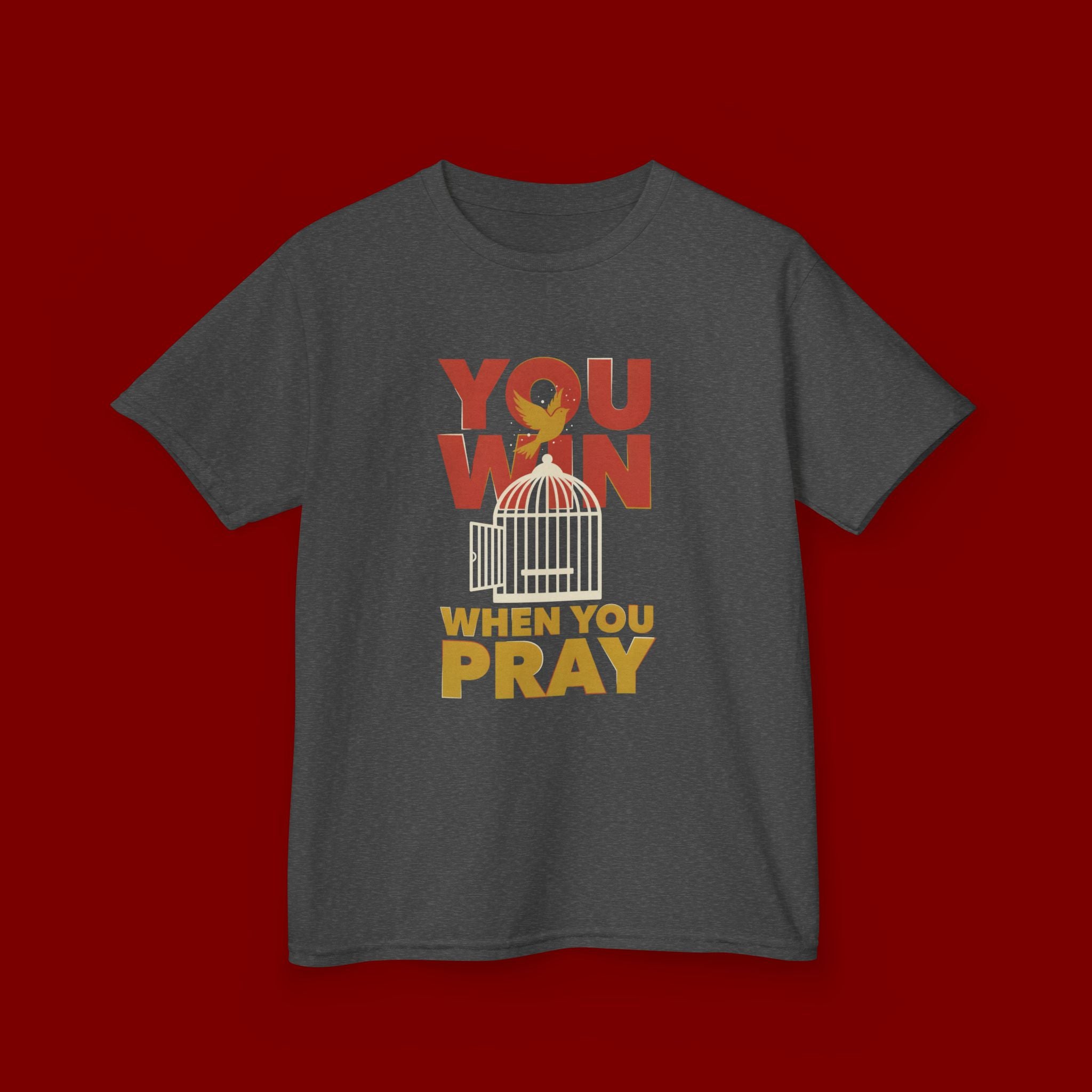 Kids Tee — "You Win When You Pray" Inspirational Christian Shirt