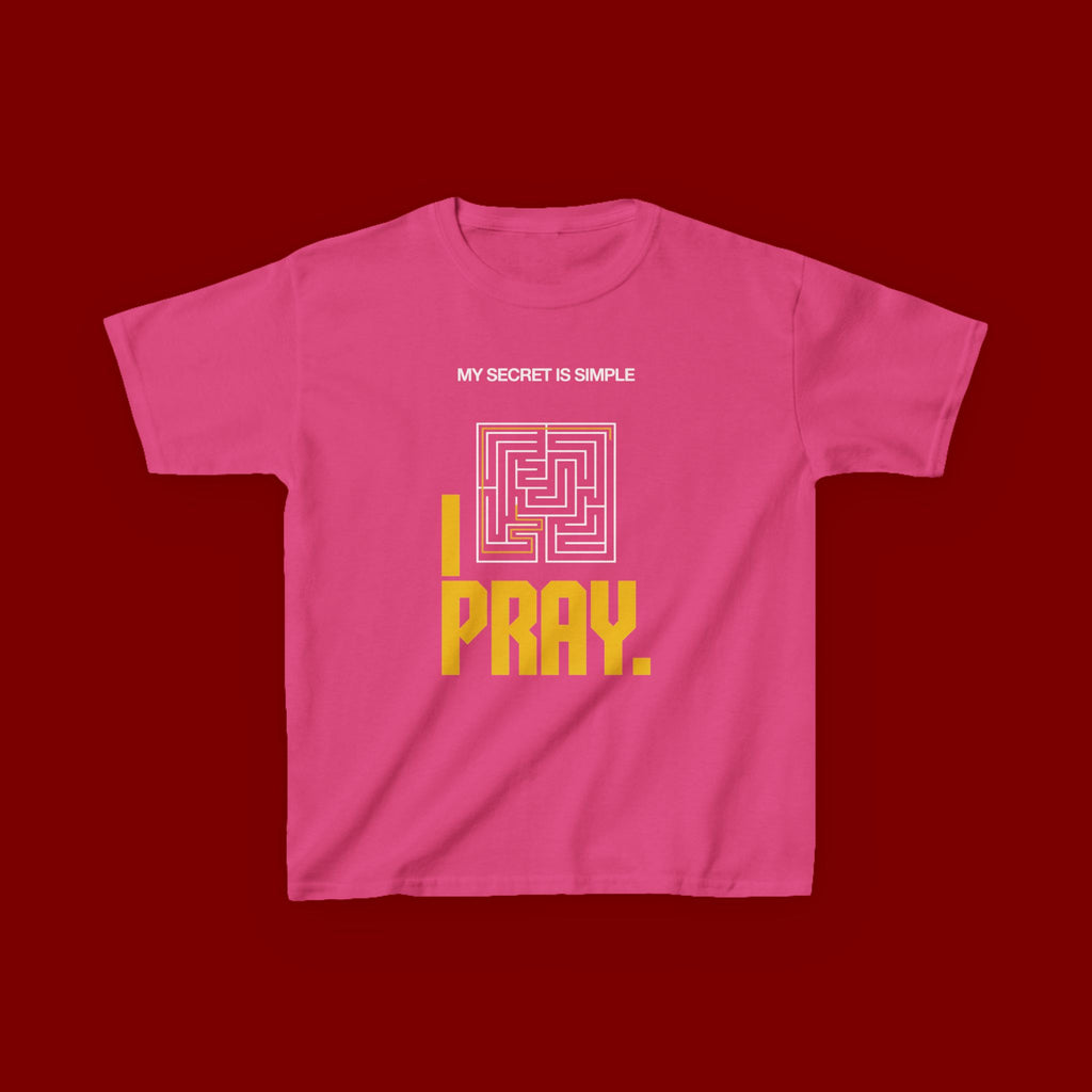 Kids Tee — "My Secret Is Simple: I Pray." Maze Faith T‑Shirt