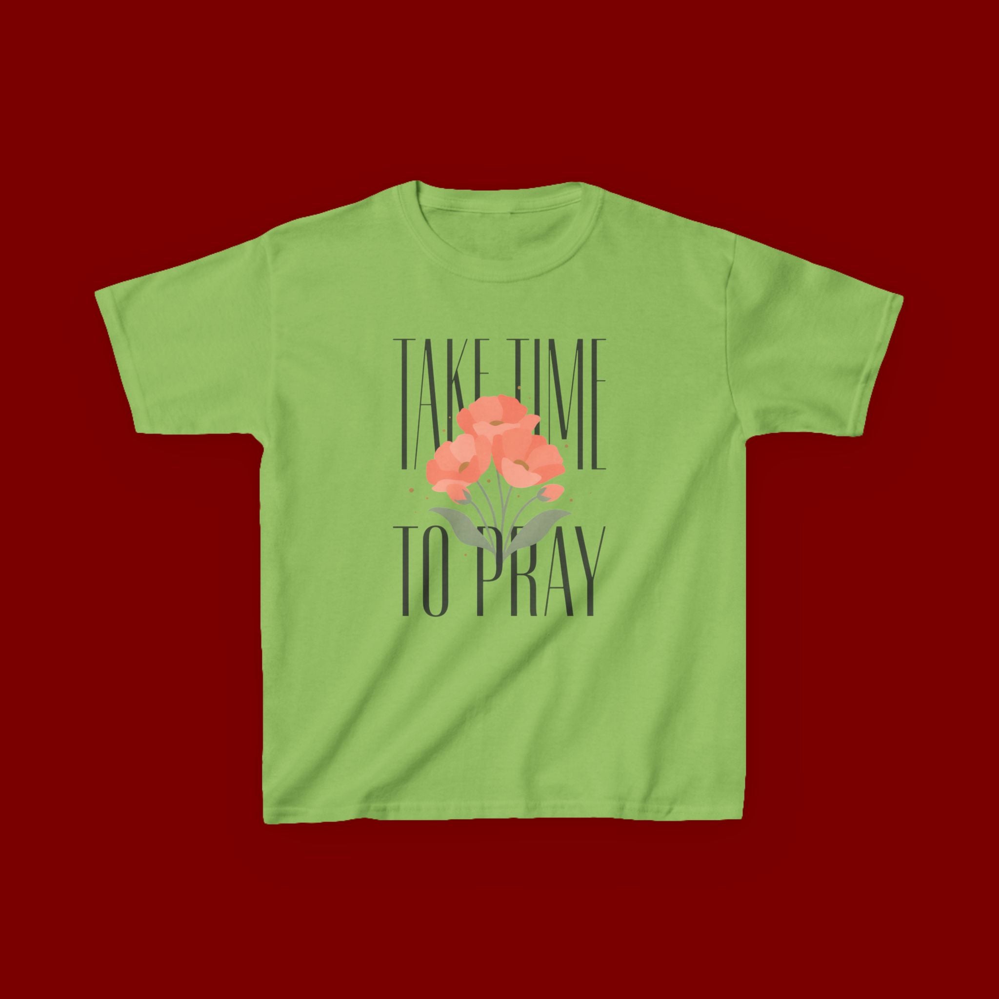 Kids Tee — "Take Time to Pray" Floral Christian Shirt