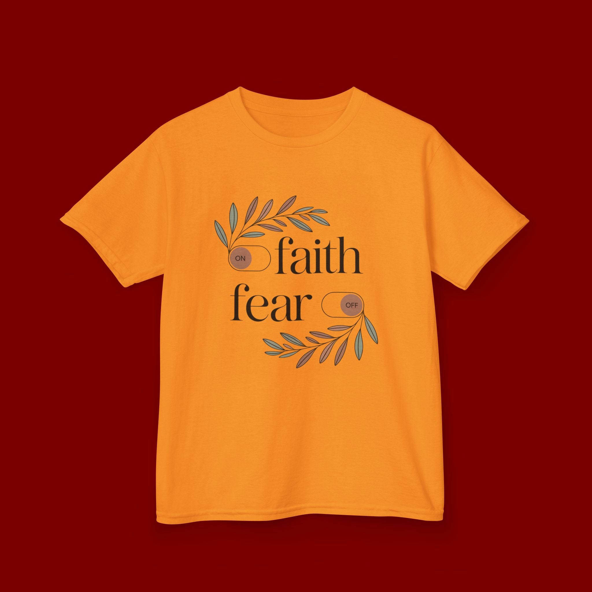 Faith Over Fear Kids T‑Shirt — Floral Inspirational Tee for Boys & Girls