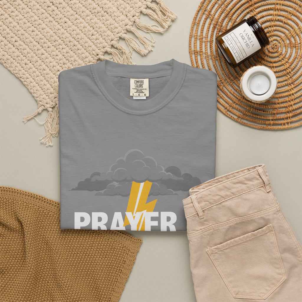 Prayer Is a Weapon T-Shirt — Christian Faith Lightning Graphic Tee
