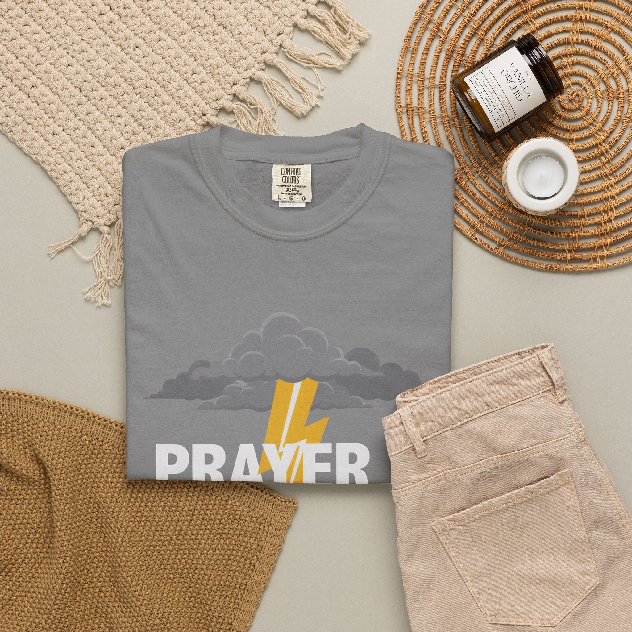 Prayer Is a Weapon T-Shirt — Christian Faith Lightning Graphic Tee