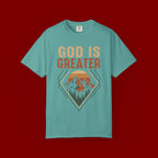 God Is Greater Mountain T-Shirt — Christian Faith Graphic Tee