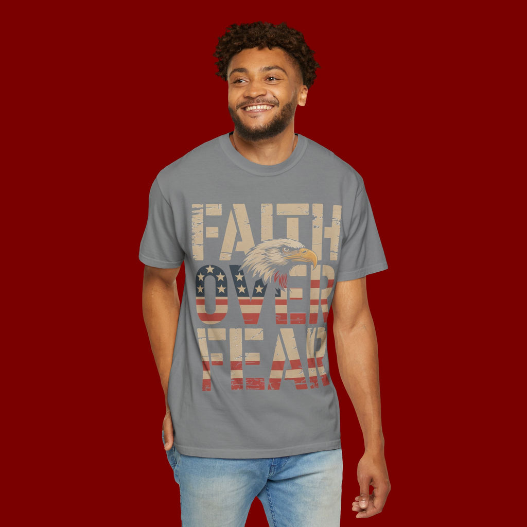 Faith Over Fear T-Shirt — Patriotic Eagle Graphic Tee
