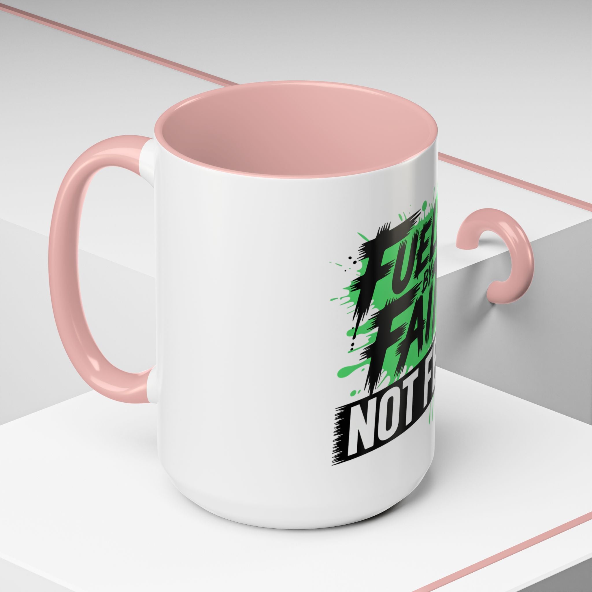 Accent Coffee Mug — "Fueled by Faith Not Fear" Inspirational Ceramic Mug (11/15 oz)
