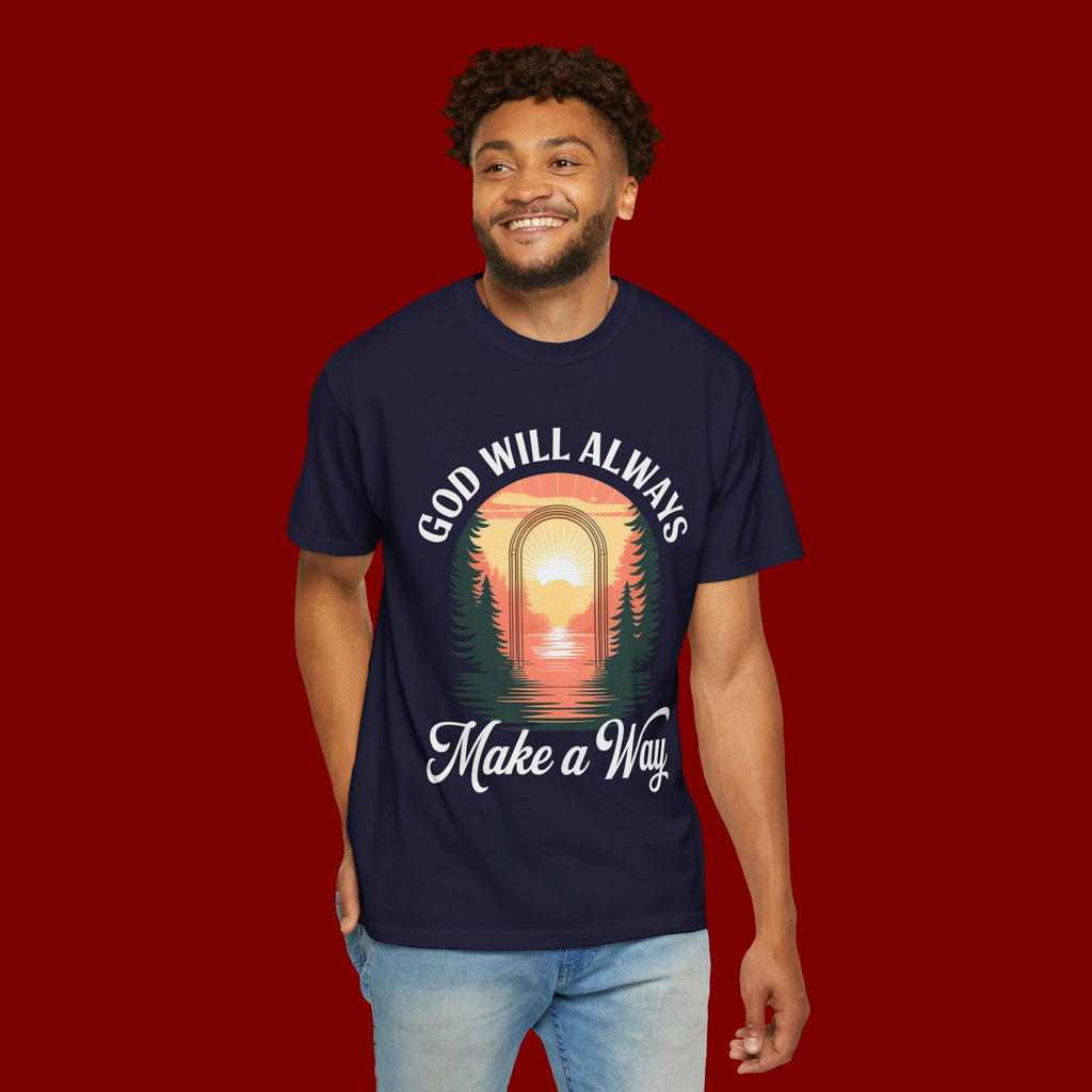 Make a Way Christian T-Shirt — 'God Will Always Make a Way' Sunset Faith Tee