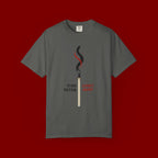 Matchstick Graphic Tee — "Time Never" Minimalist Smoky Design