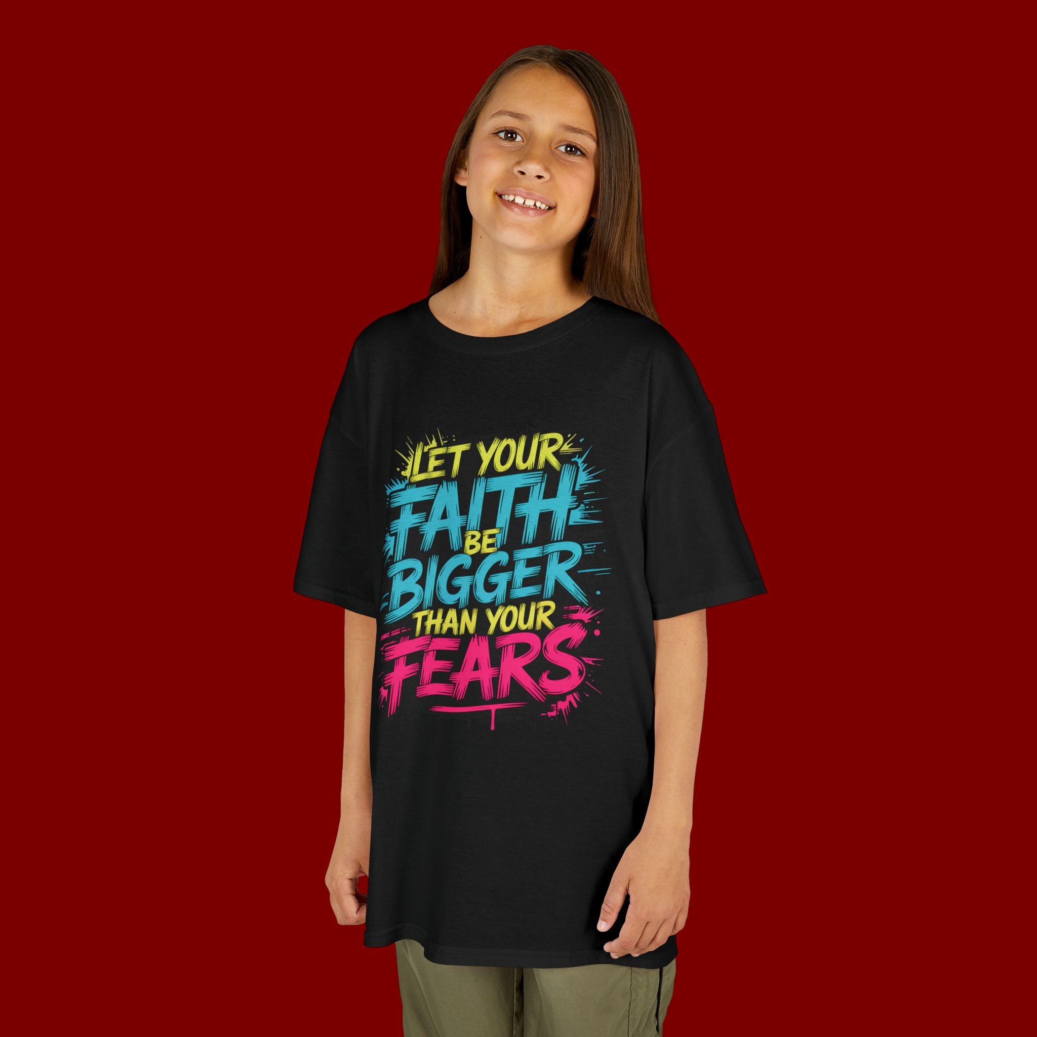 Kids Tee — "Let Your Faith Be Bigger Than Your Fears" Inspirational Graphic