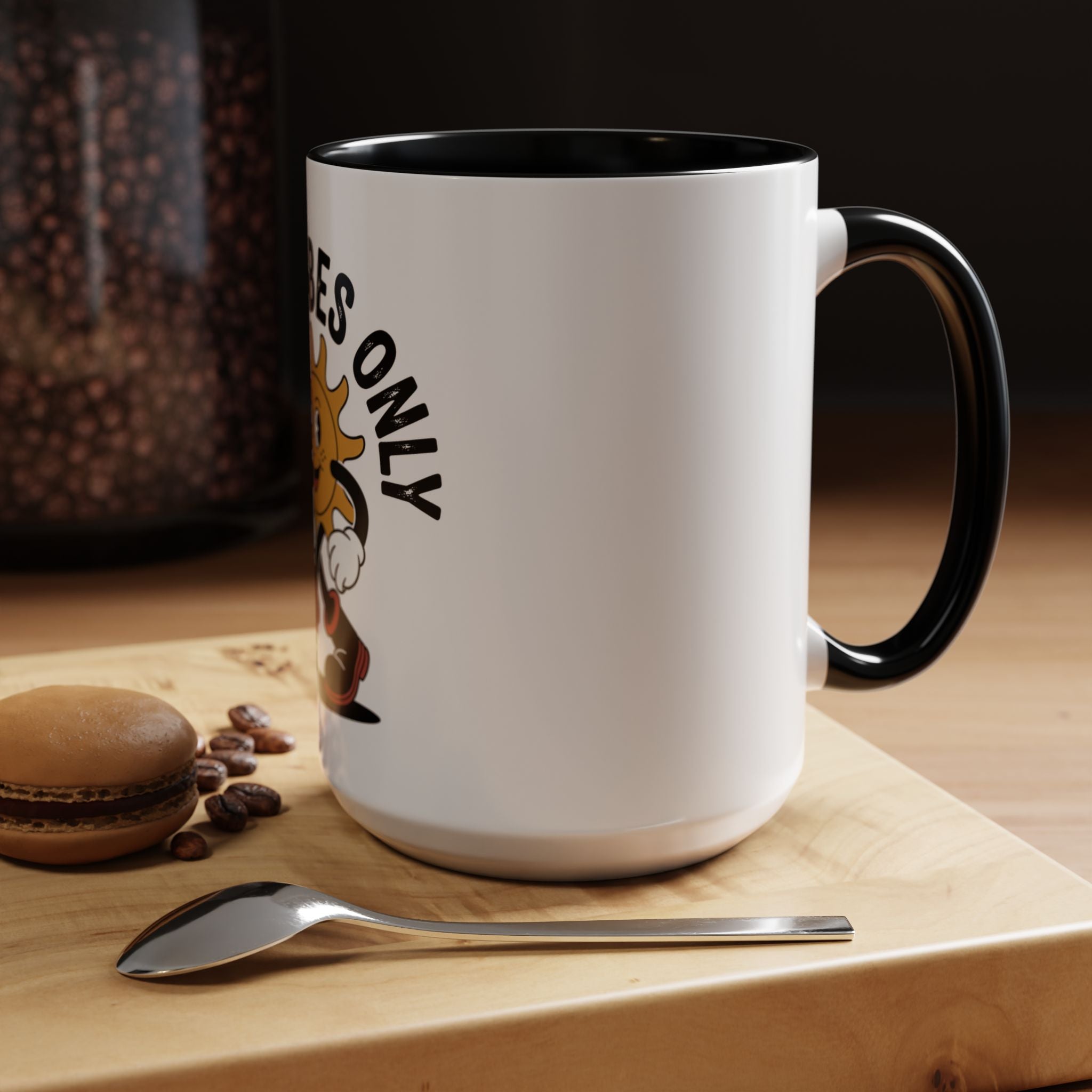 Good Vibes Only Coffee Mug - Retro Sun Cartoon Accent Mug (11/15oz)