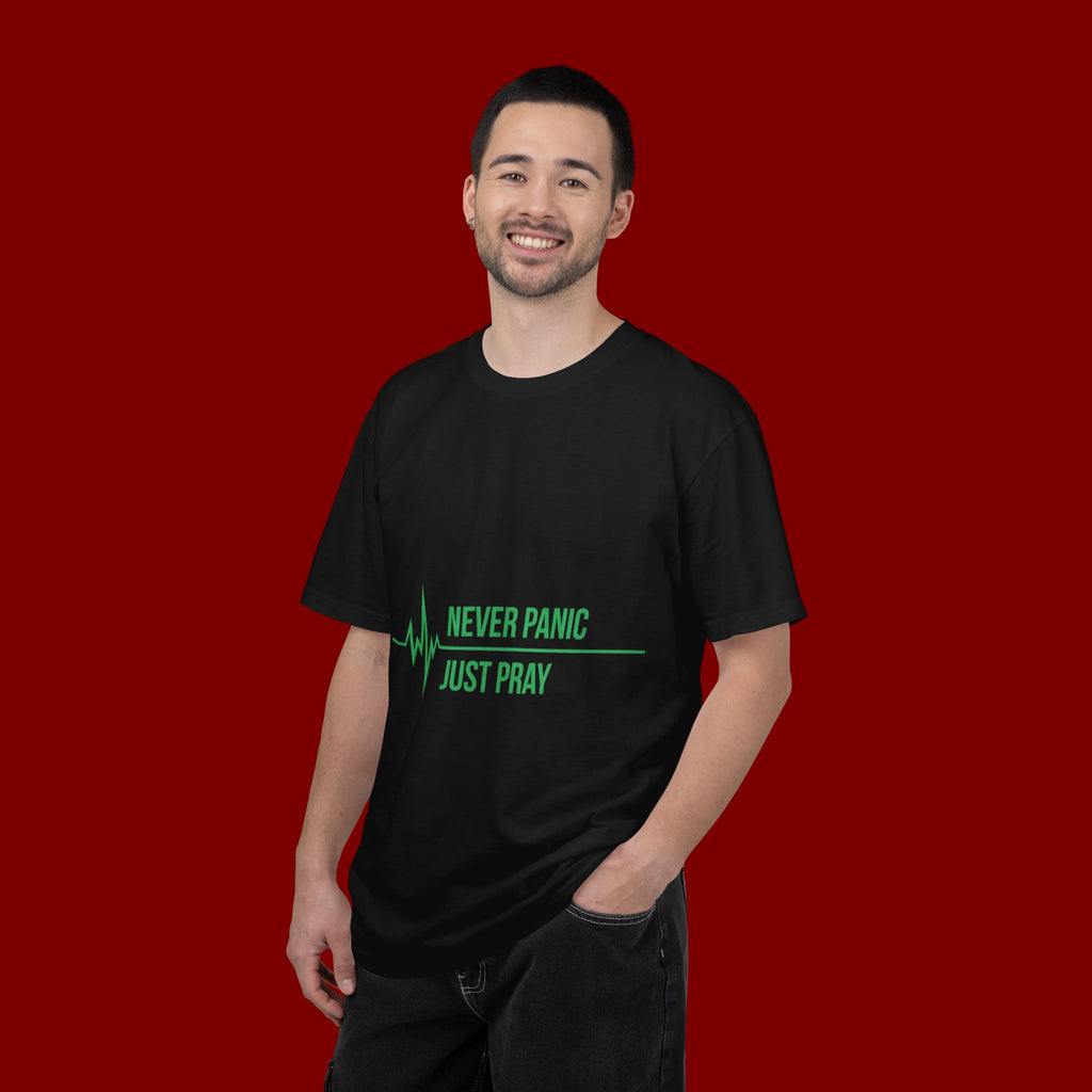 Prayer Tee — "Never Panic Just Pray" Graphic T-Shirt