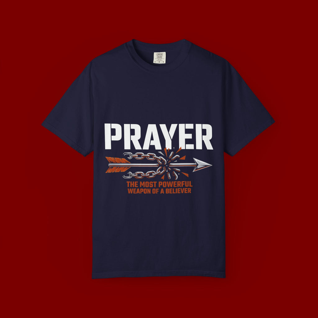 Prayer T-Shirt — Faith Arrow Graphic Tee ("Prayer: The Most Powerful Weapon")