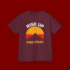 Kids Tee — "Rise Up and Pray" Mountain Sunrise Faith T‑Shirt