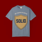 Solid Faith Shield T-Shirt — "My Faith in God Is Solid" Christian Tee