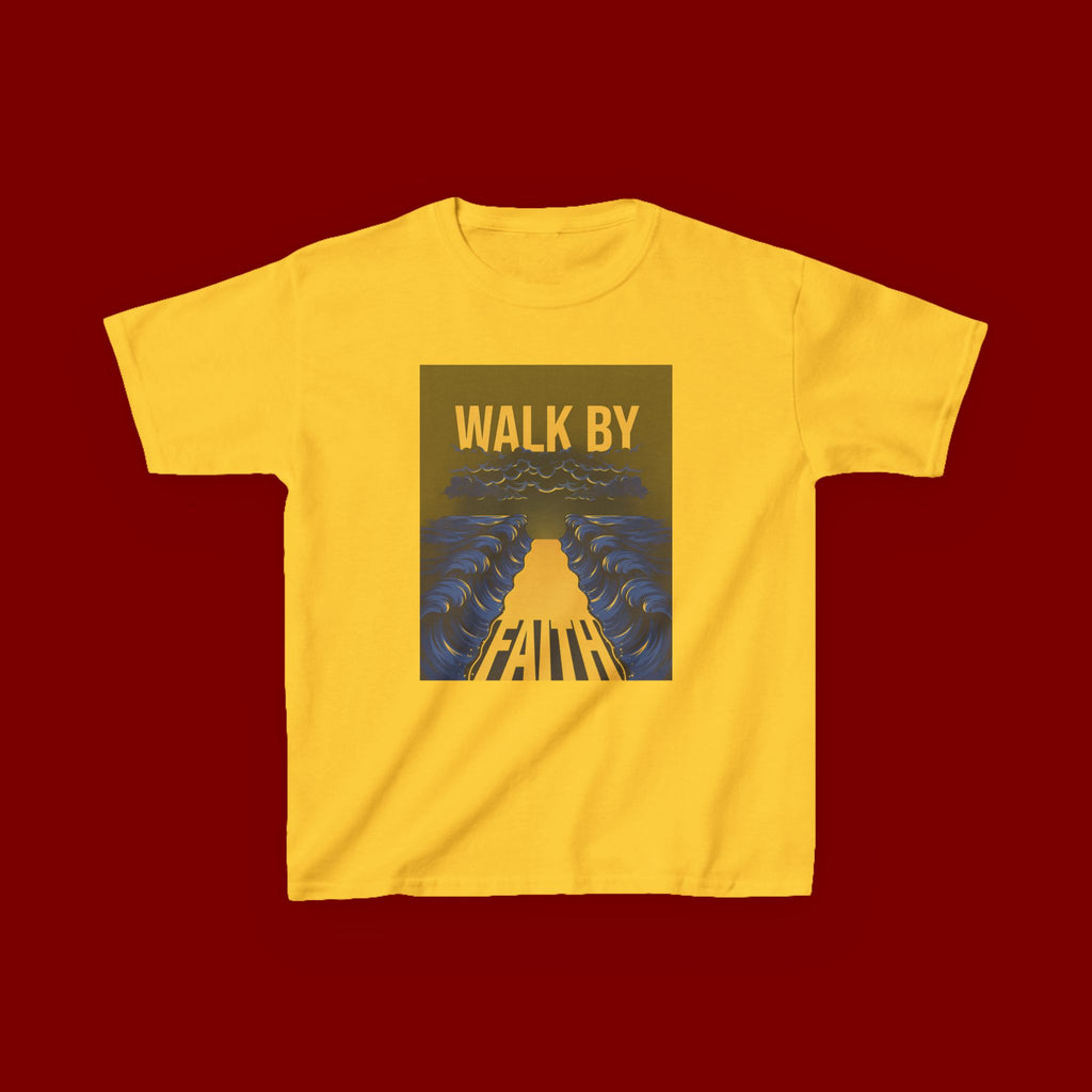 Kids T‑Shirt — "Walk By Faith" Inspirational Graphic Tee for Children