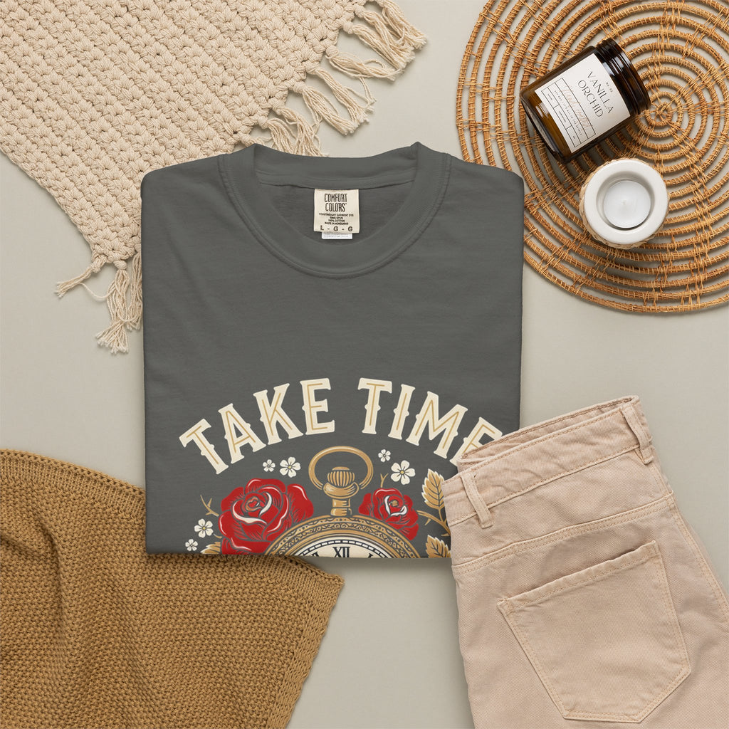 Take Time to Pray T‑Shirt — Vintage Pocket Watch & Roses Spiritual Tee