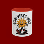 Good Vibes Only Coffee Mug - Retro Sun Cartoon Accent Mug (11/15oz)