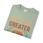 God Is Greater Mountain T-Shirt — Christian Faith Graphic Tee