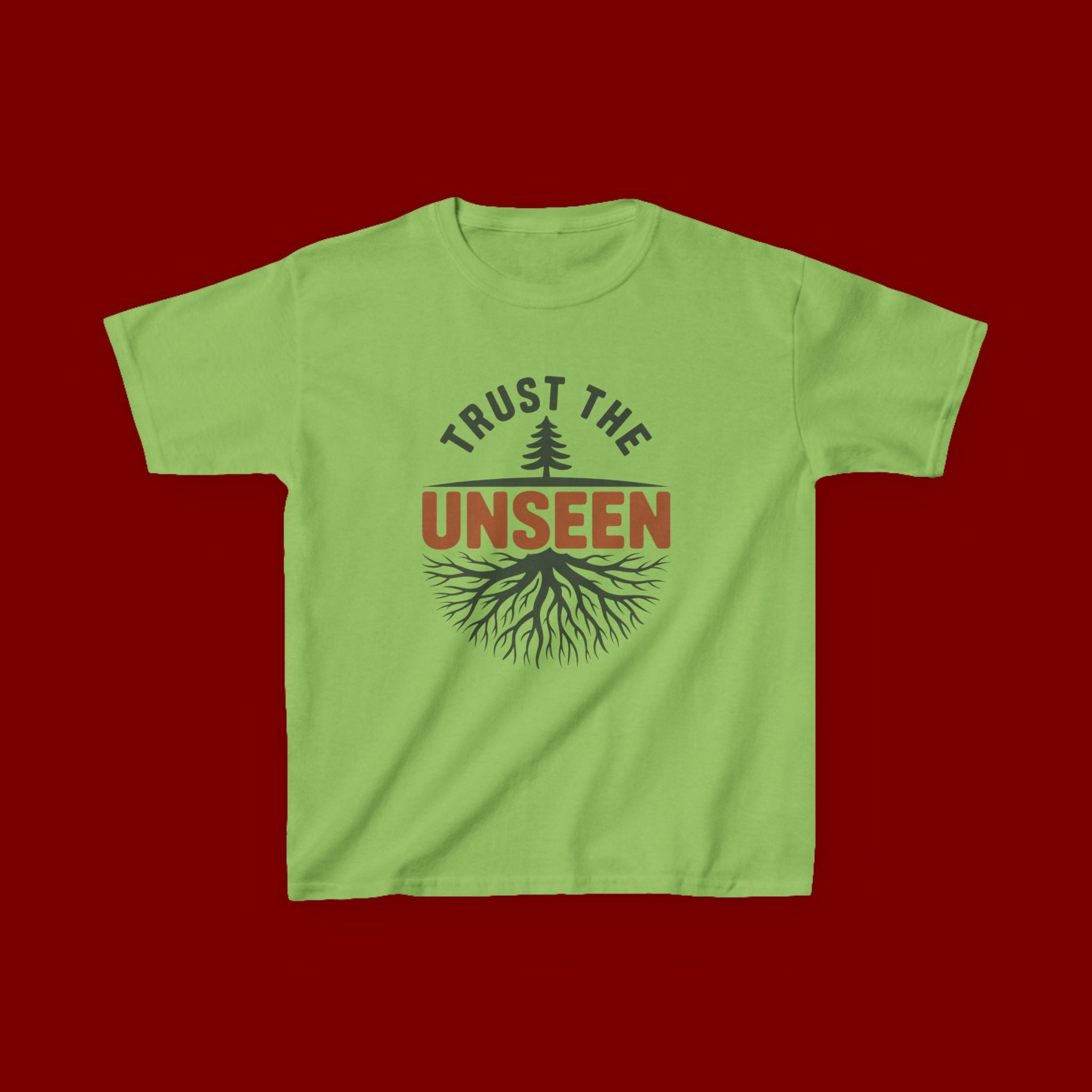 Kids T‑Shirt — "Trust the Unseen" Tree & Roots Inspirational Graphic