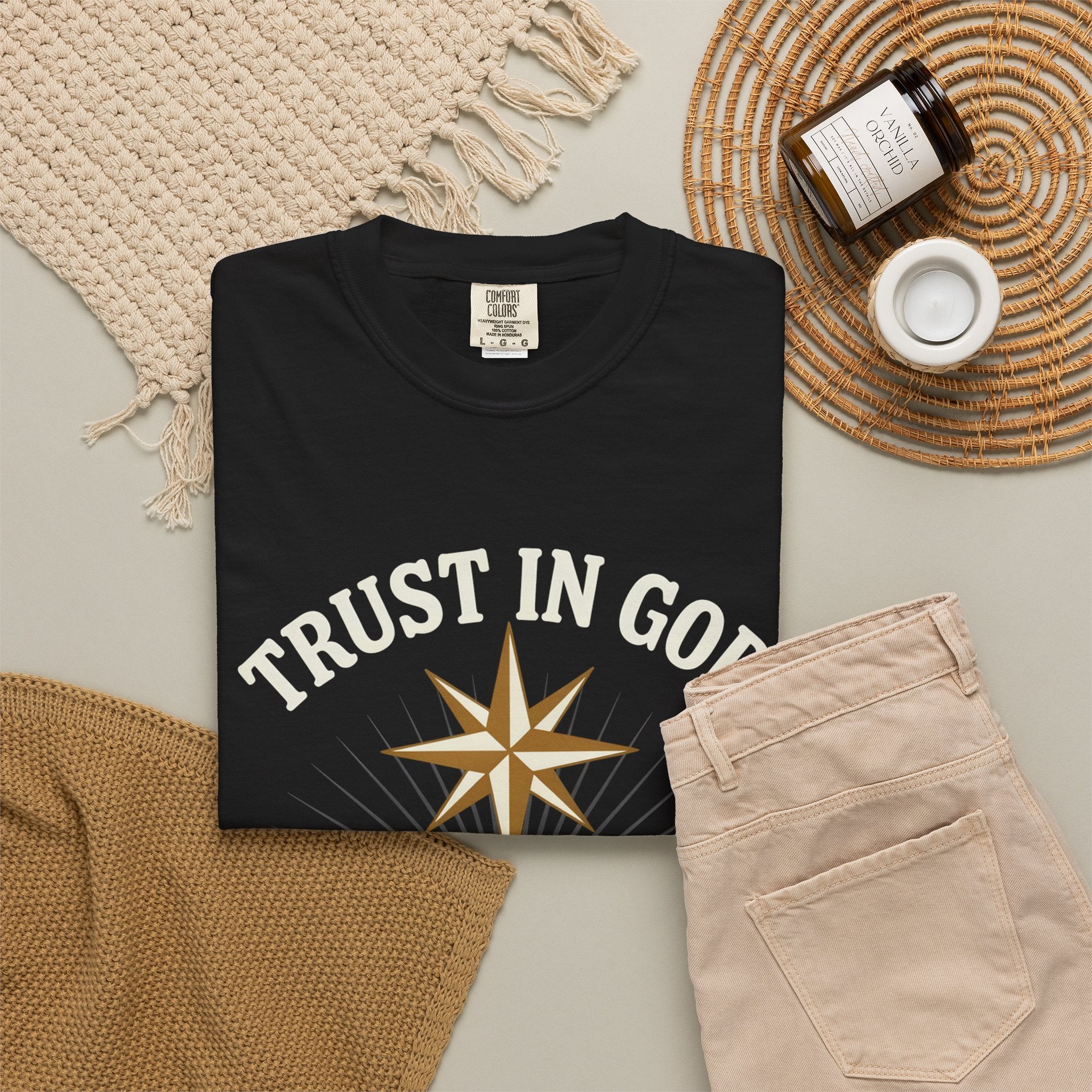 Trust in God Compass T-Shirt — "Trust In God With All Your Heart" Christian Faith Tee
