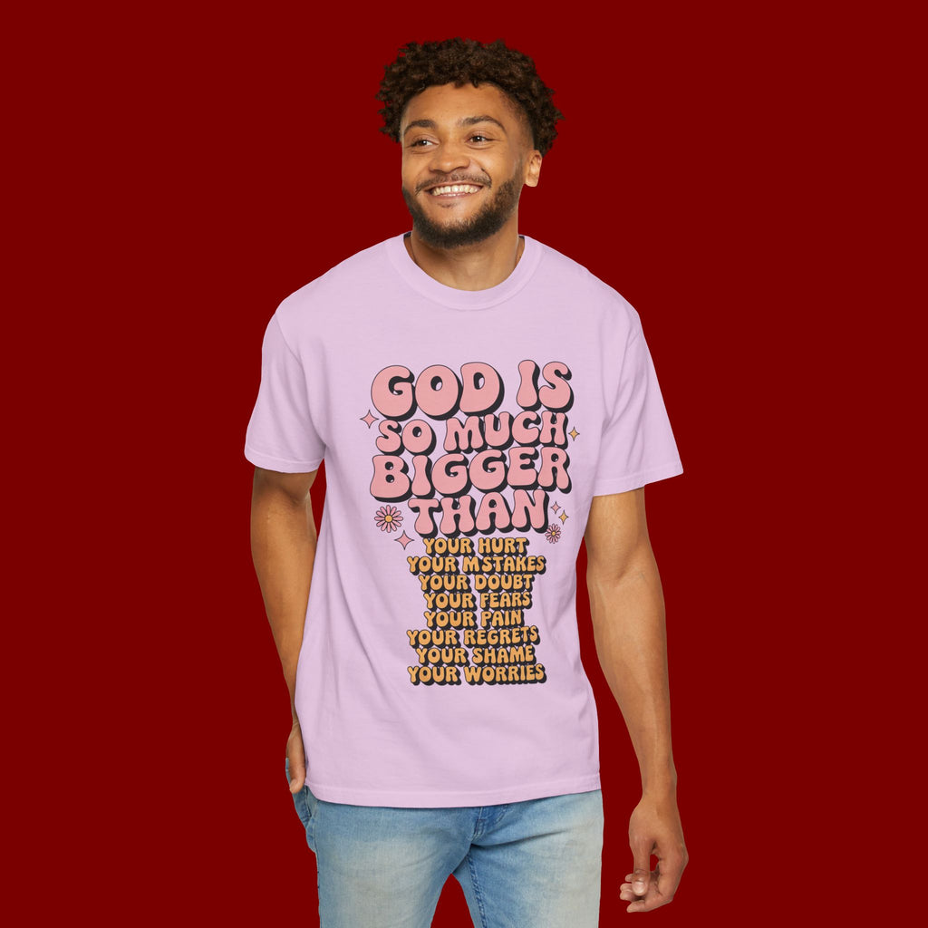 God Is So Much Bigger Tee — Retro Faith Graphic T-Shirt