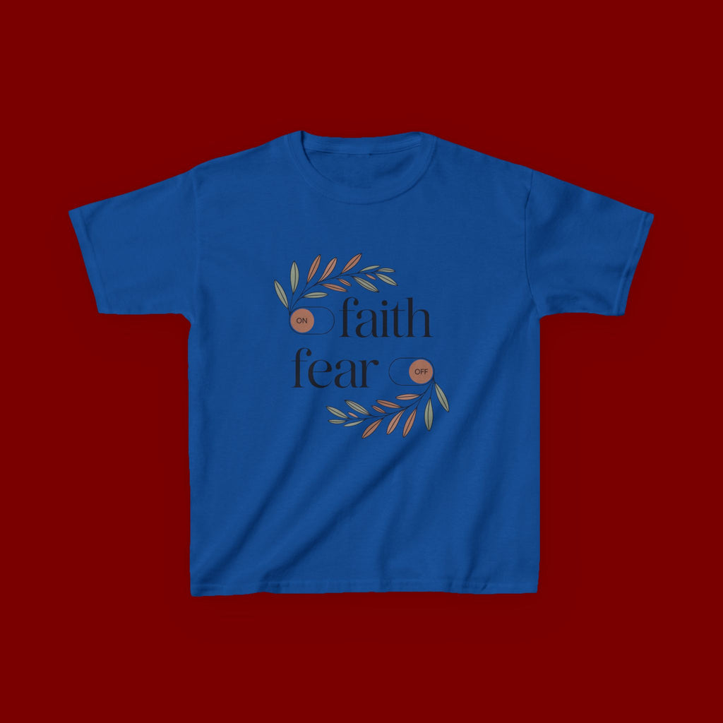 Faith Over Fear Kids T‑Shirt — Floral Inspirational Tee for Boys & Girls