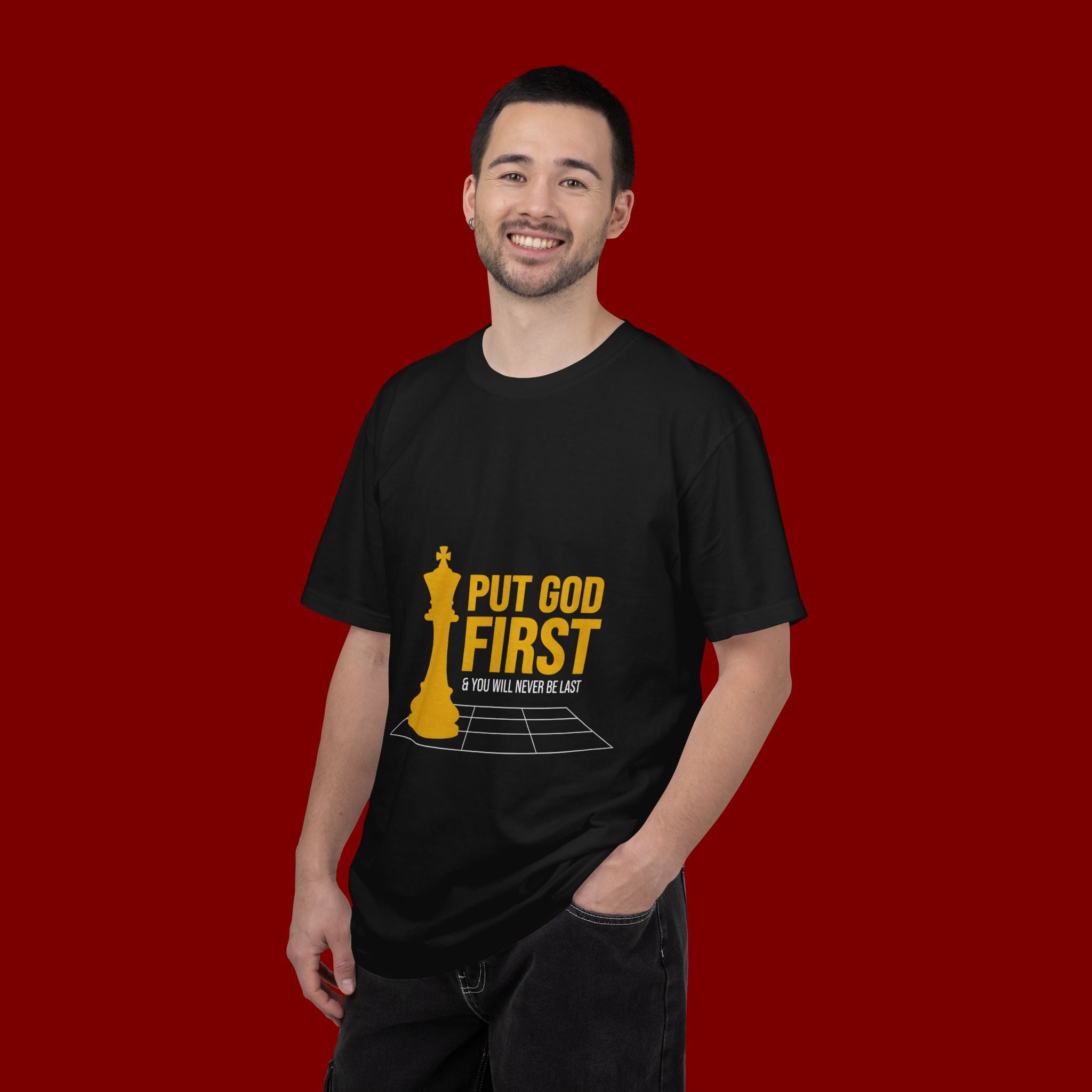 Put God First Chess King T-Shirt — Christian Faith Graphic Tee
