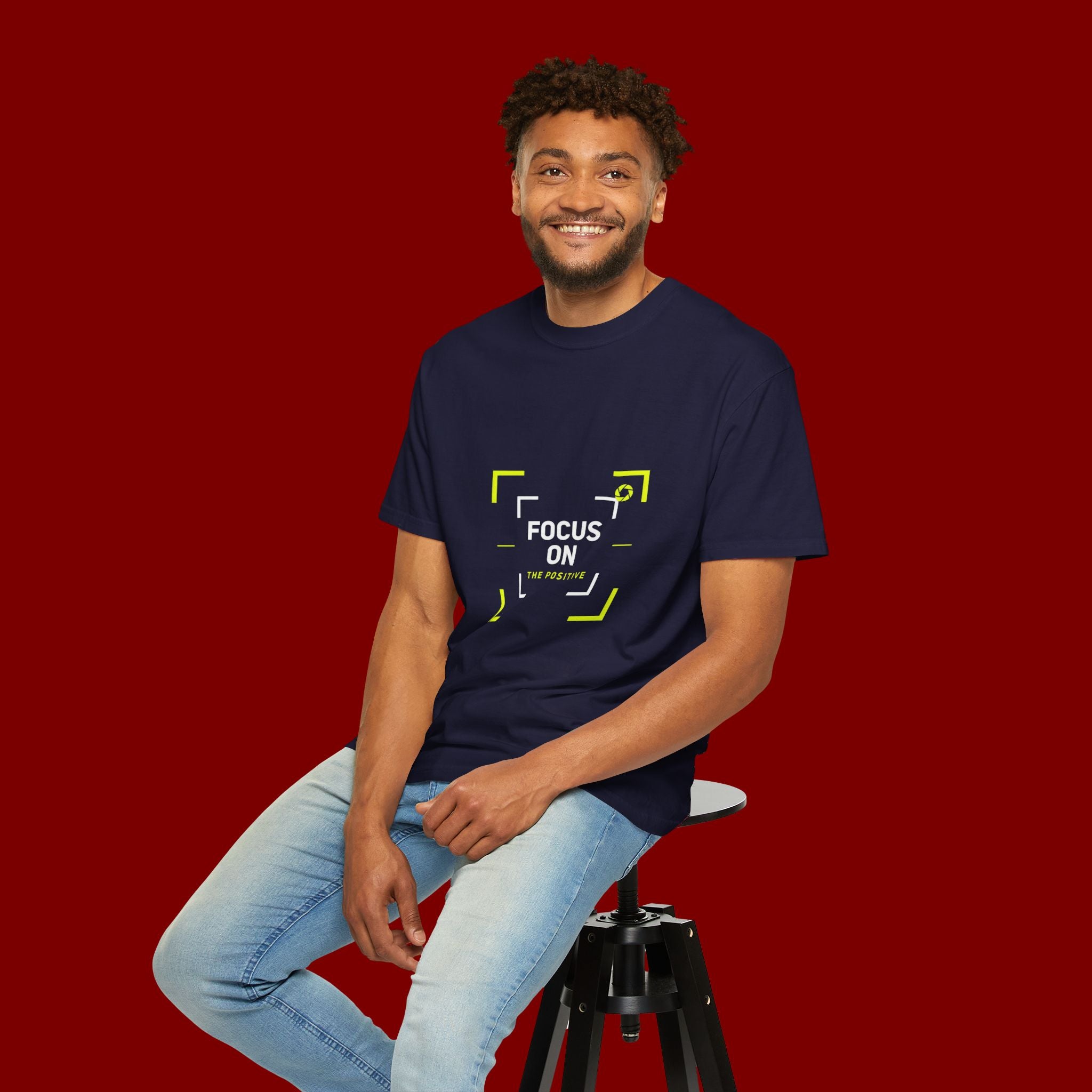 Minimalist 'Smile Frame' T-Shirt — Neon Accent Graphic Tee