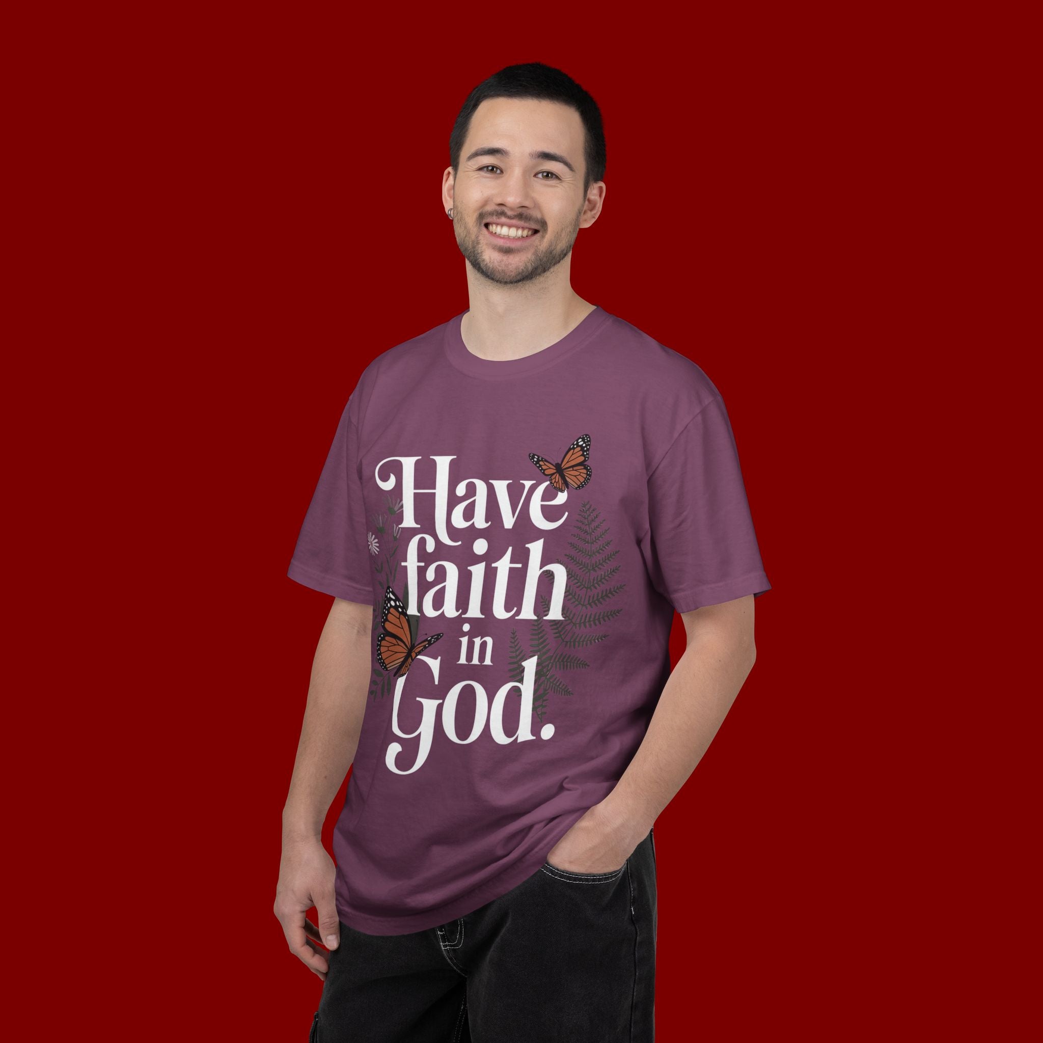 Have Faith in God T-Shirt — Christian Inspirational Tee with Butterflies