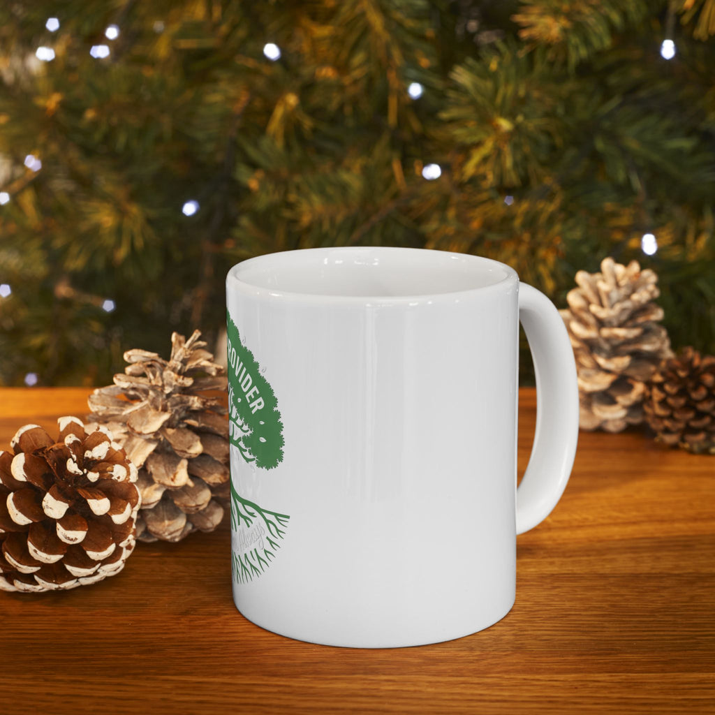 Ceramic Mug – "God Is My Provider" Green Tree Faith Coffee Cup (11oz & 15oz)