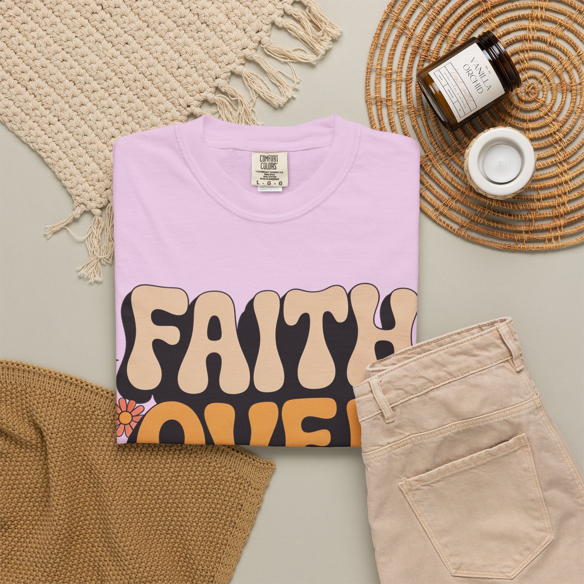 Faith Over Fear T‑Shirt — Retro Floral Inspirational Tee