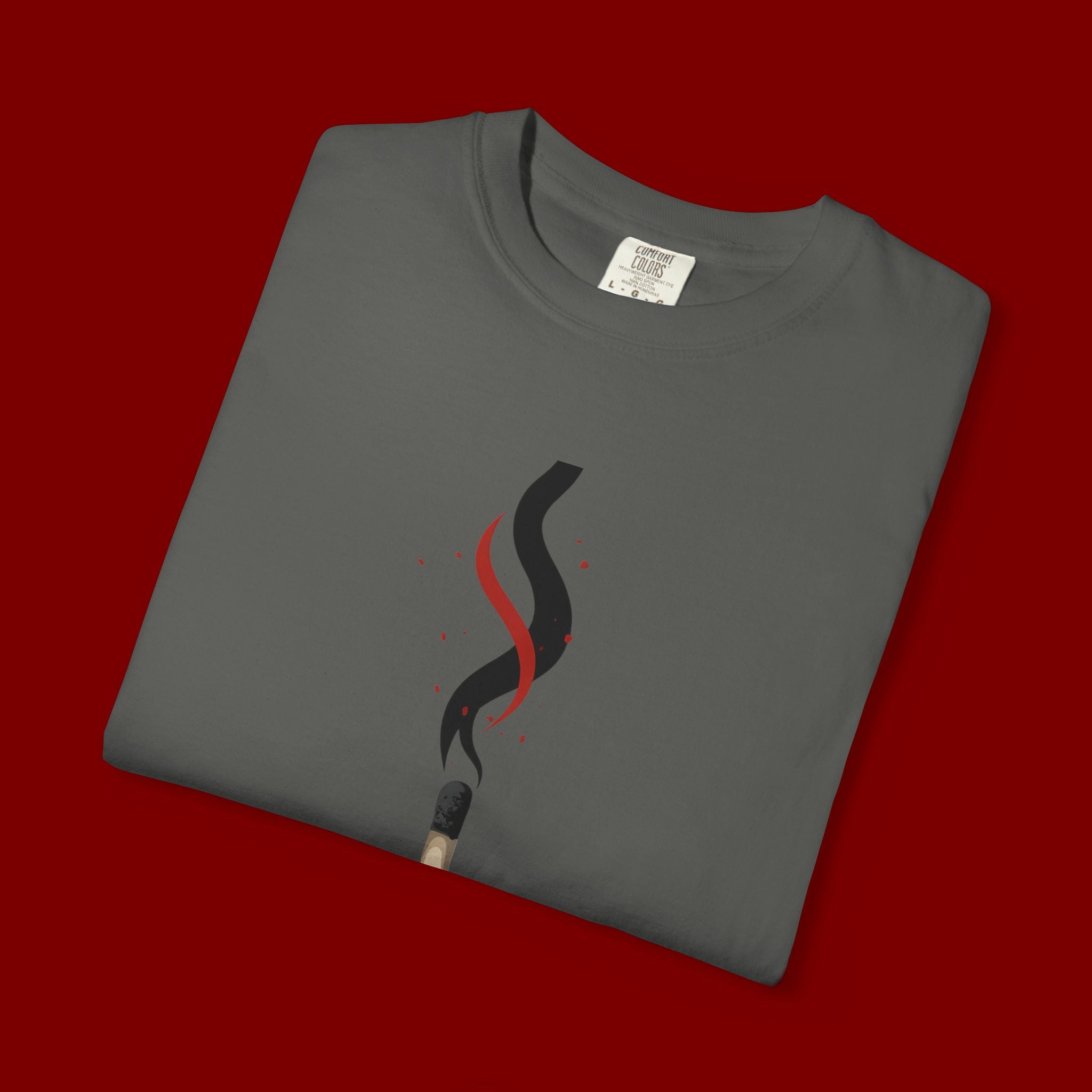 Matchstick Graphic Tee — "Time Never" Minimalist Smoky Design