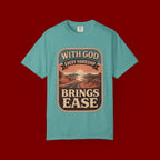 Scripture Comfort T-Shirt — "With God Every Hardship Brings Ease" Christian Faith Tee