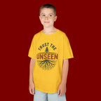 Kids T‑Shirt — "Trust the Unseen" Tree & Roots Inspirational Graphic