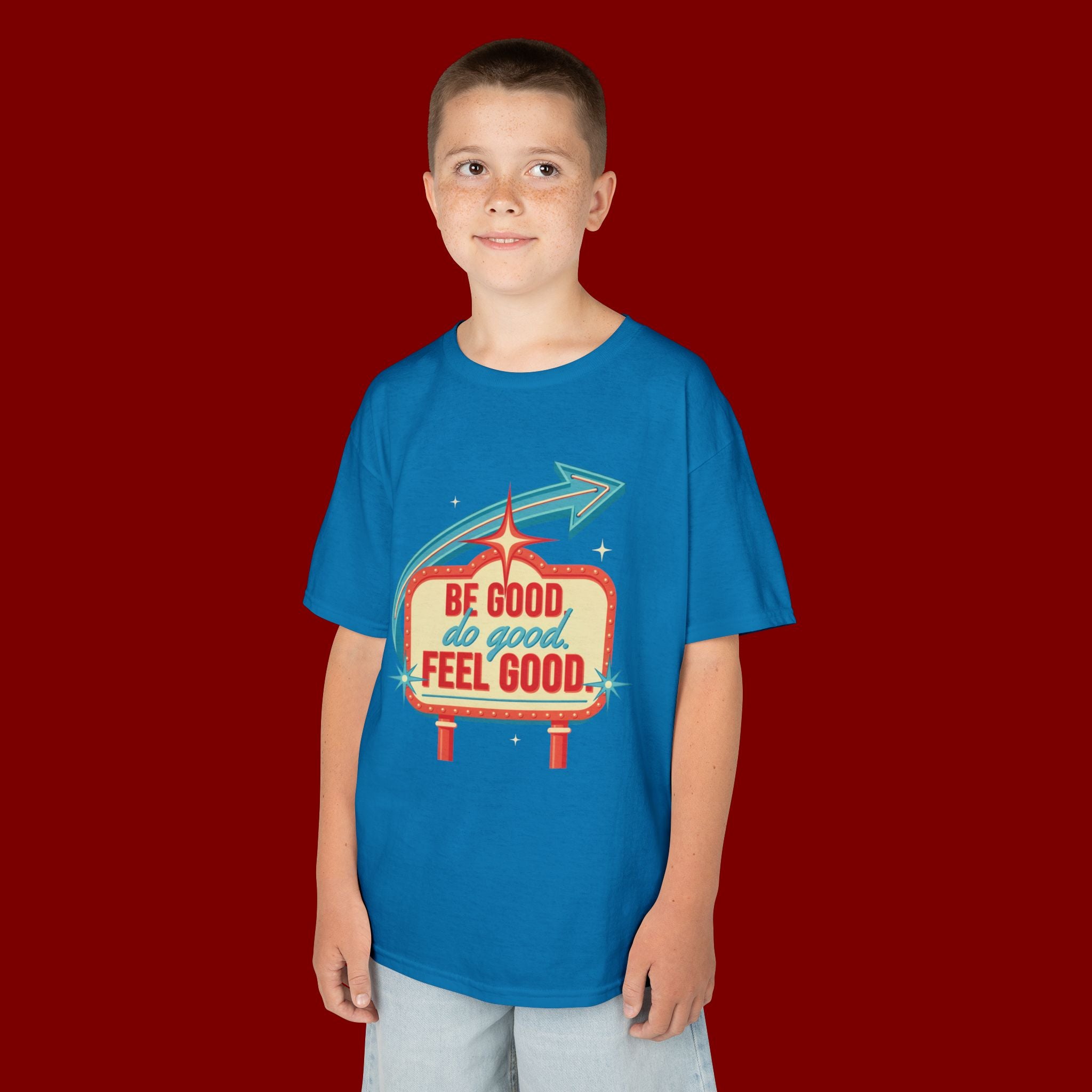 Kids Tee — Retro 'Be Good, Do Good, Feel Good' Positive Message Shirt