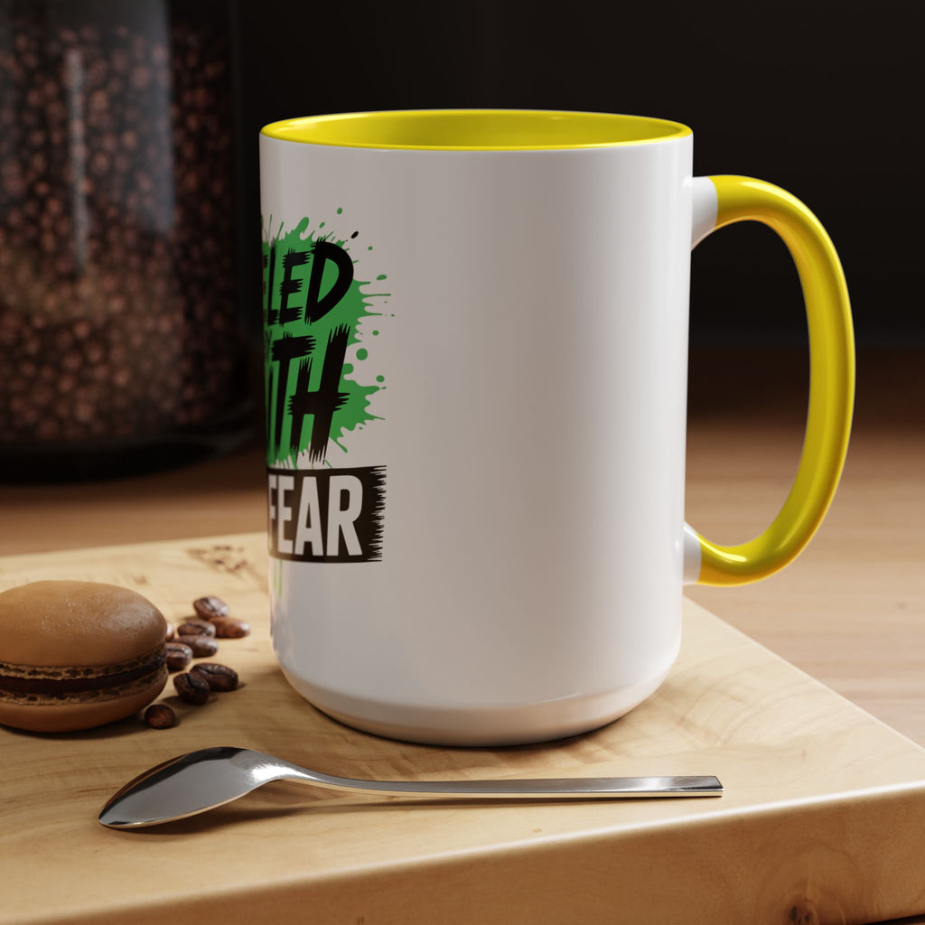 Accent Coffee Mug — "Fueled by Faith Not Fear" Inspirational Ceramic Mug (11/15 oz)